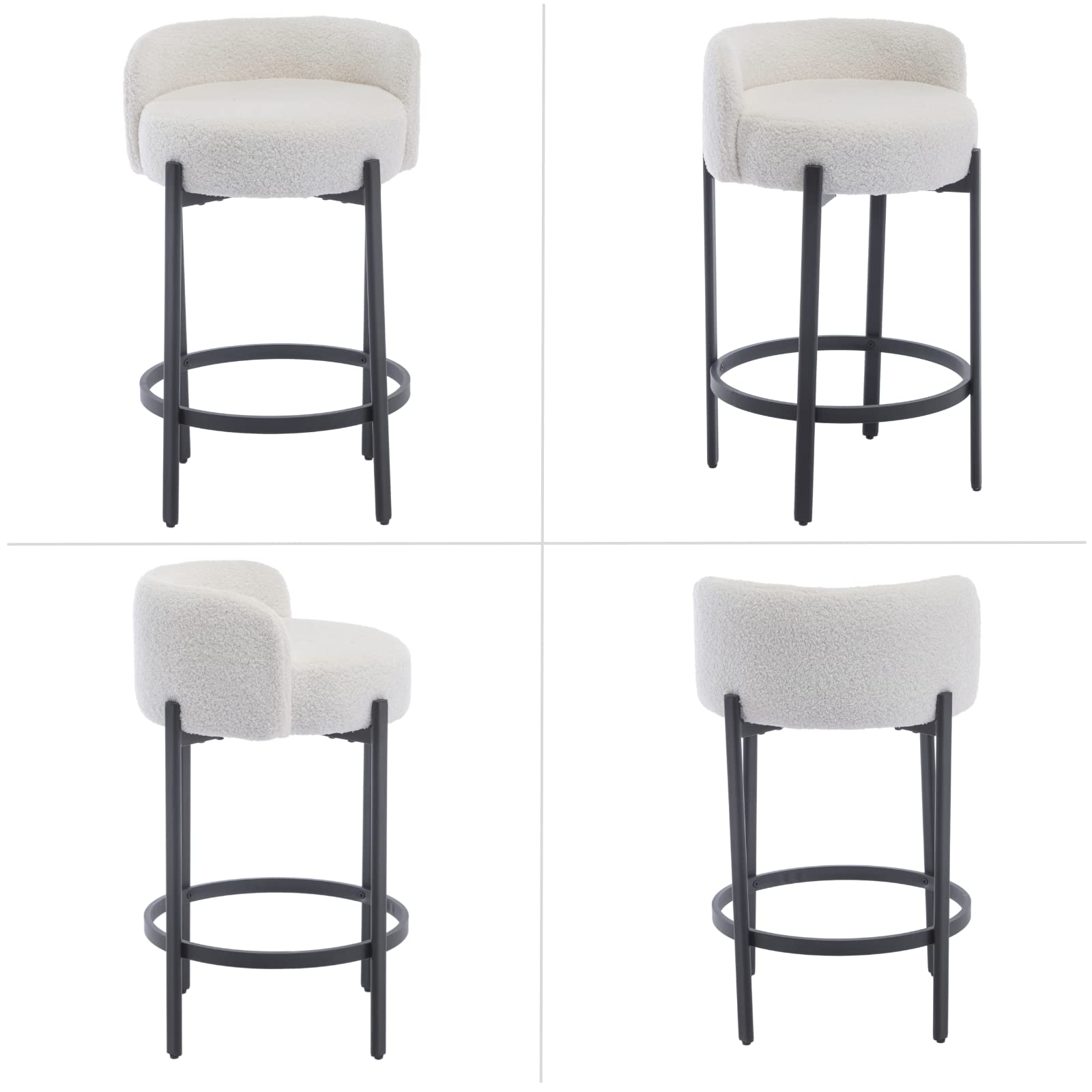 VESCASA 26"H Low Back Counter Height Bar Stools Set of 2 - 5108CS