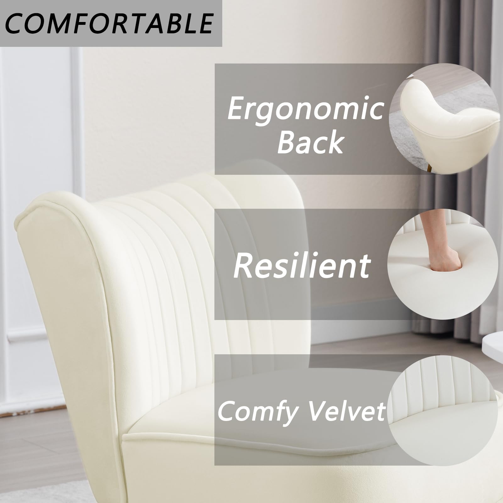 CHICAURA Mid Century Armless Accent Chair Set of 2 - XXX6AC
