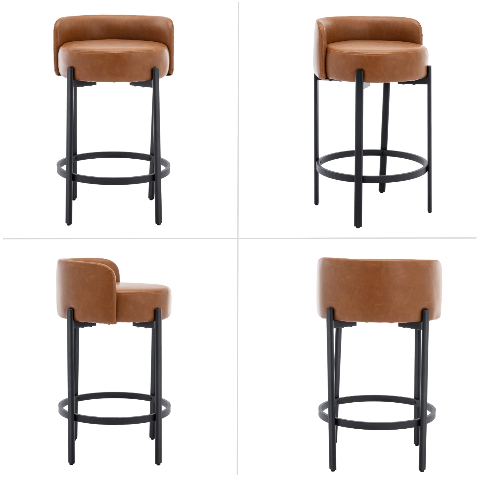 VESCASA 26"H Low Back Counter Height Bar Stools Set of 2 - 5108CS