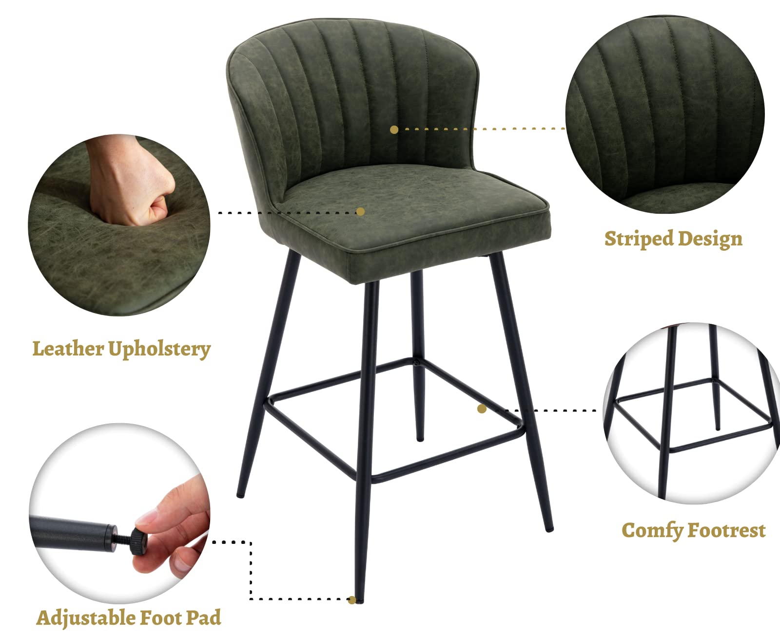 CIMOTA 25.5"H Curved Back Counter Stools Set of 2 - 8684CS