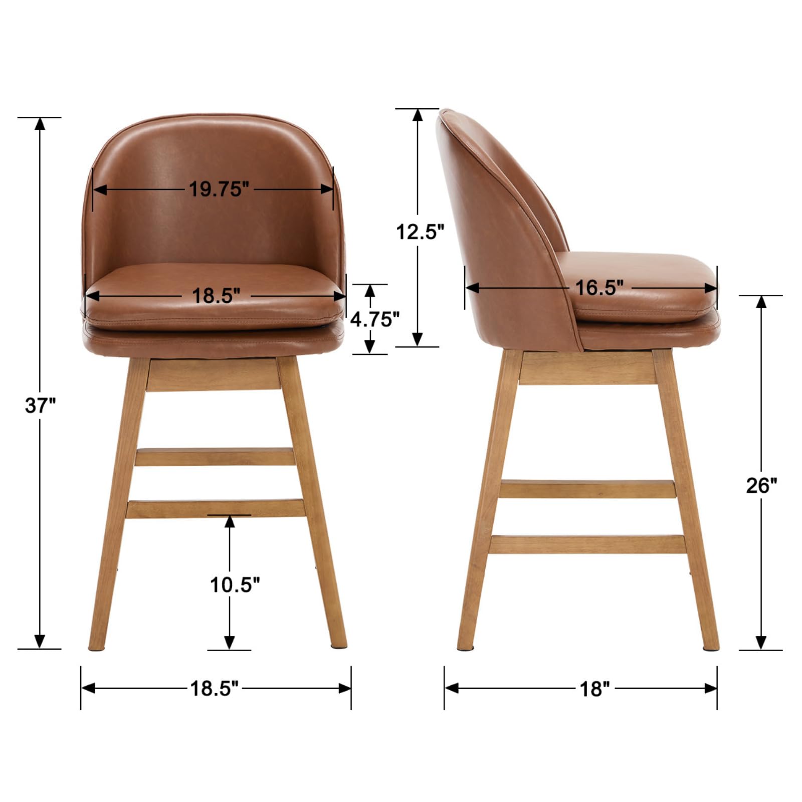 Janoray Mid-Century Swivel Counter Stools Set of 2 - 3004CS