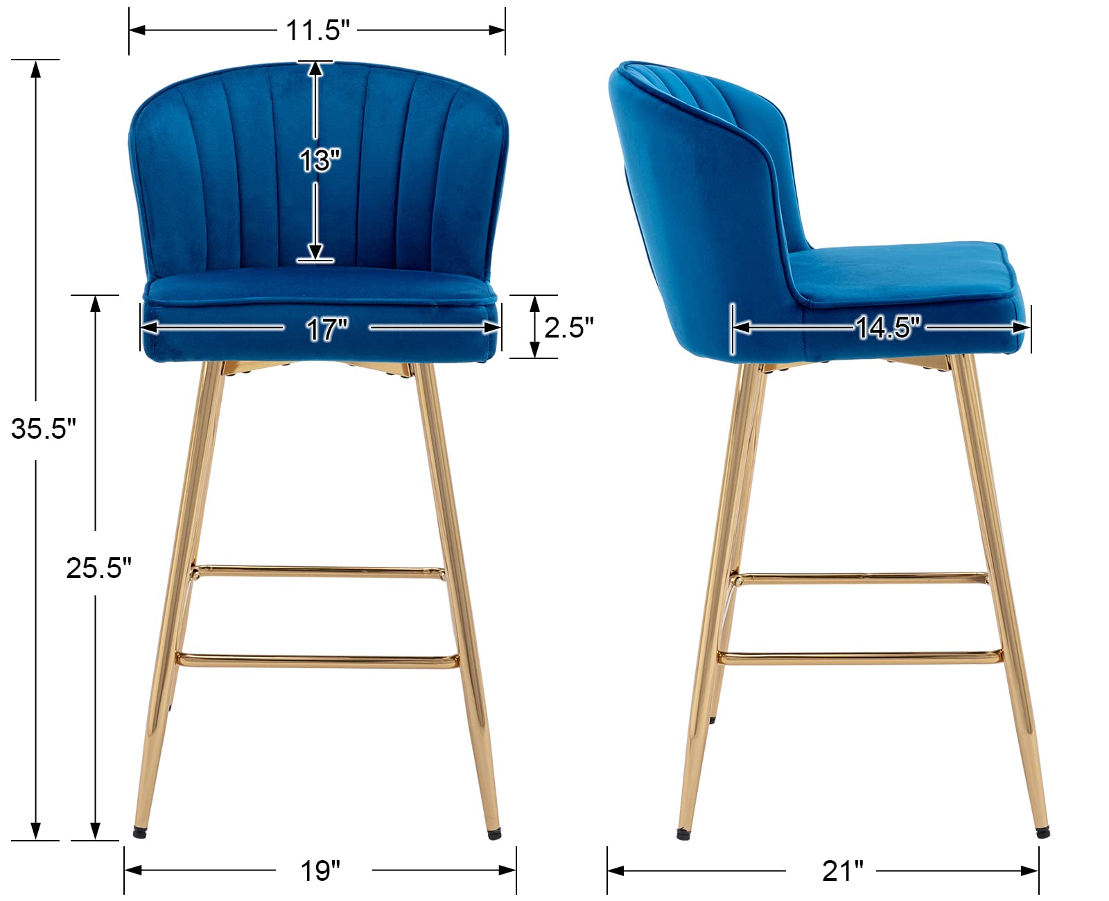 CIMOTA 25.5"H Curved Back Counter Stools Set of 2 - 8684CS