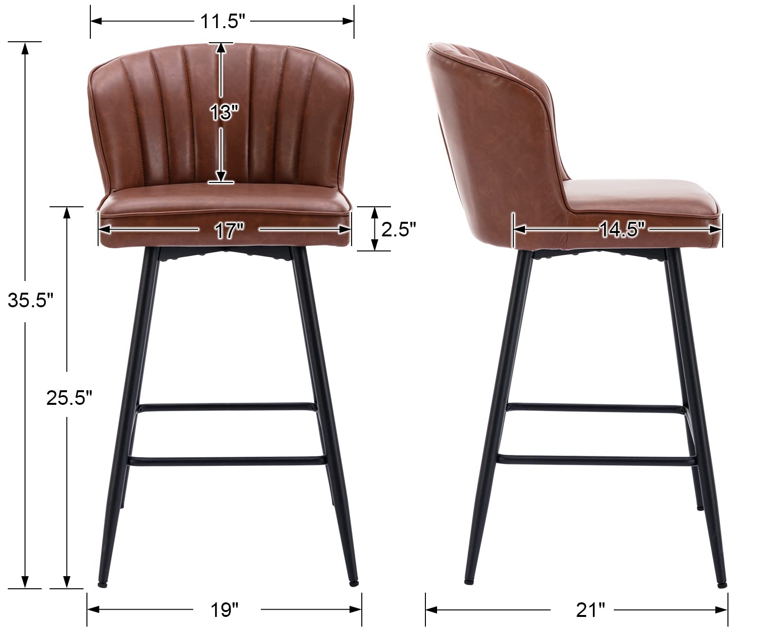 CIMOTA 25.5"H Curved Back Counter Stools Set of 2 - 8684CS