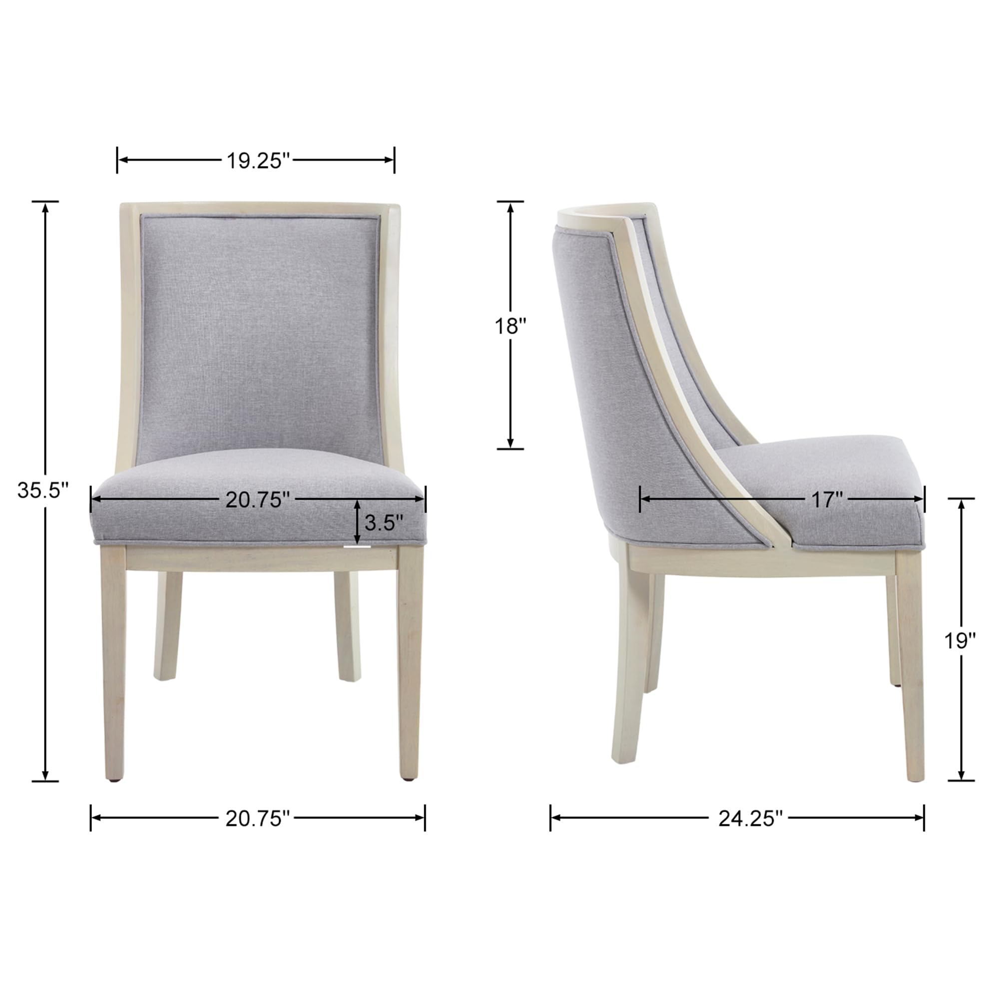 Kmax Farmhouse Curved High Back Dining Chairs Set of 2 - 02111DC
