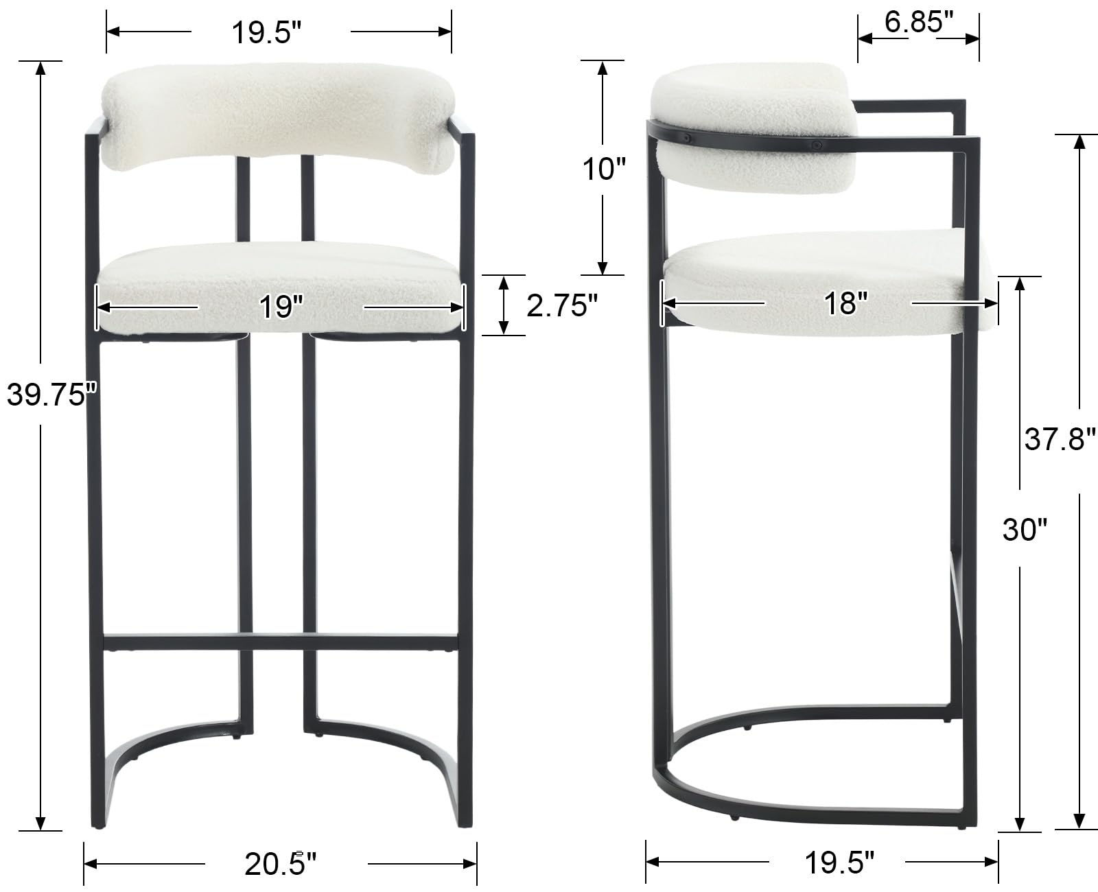 ROCITY 26"H Black Legs Counter Stools Set of 2 - X323CS