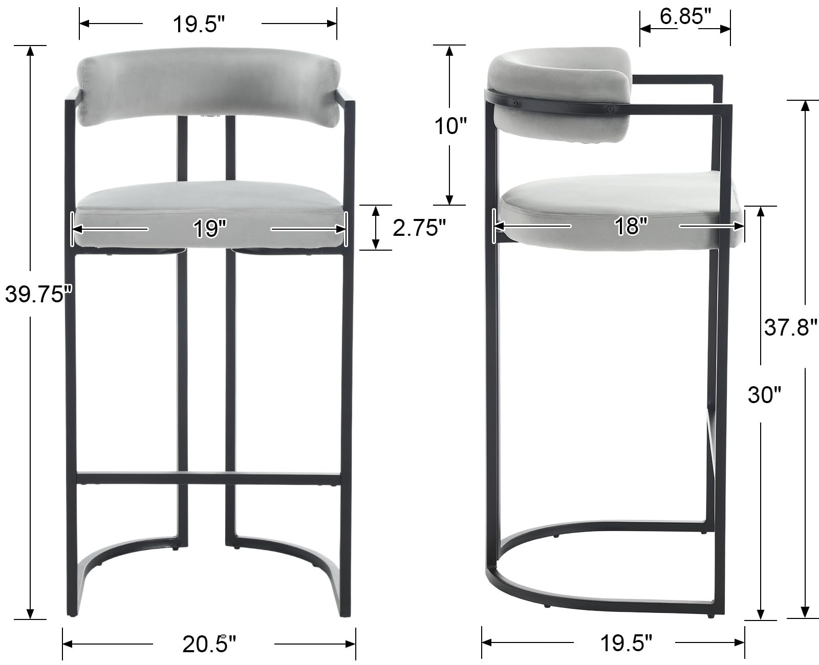 ROCITY 26"H Black Legs Counter Stools Set of 2 - X323CS