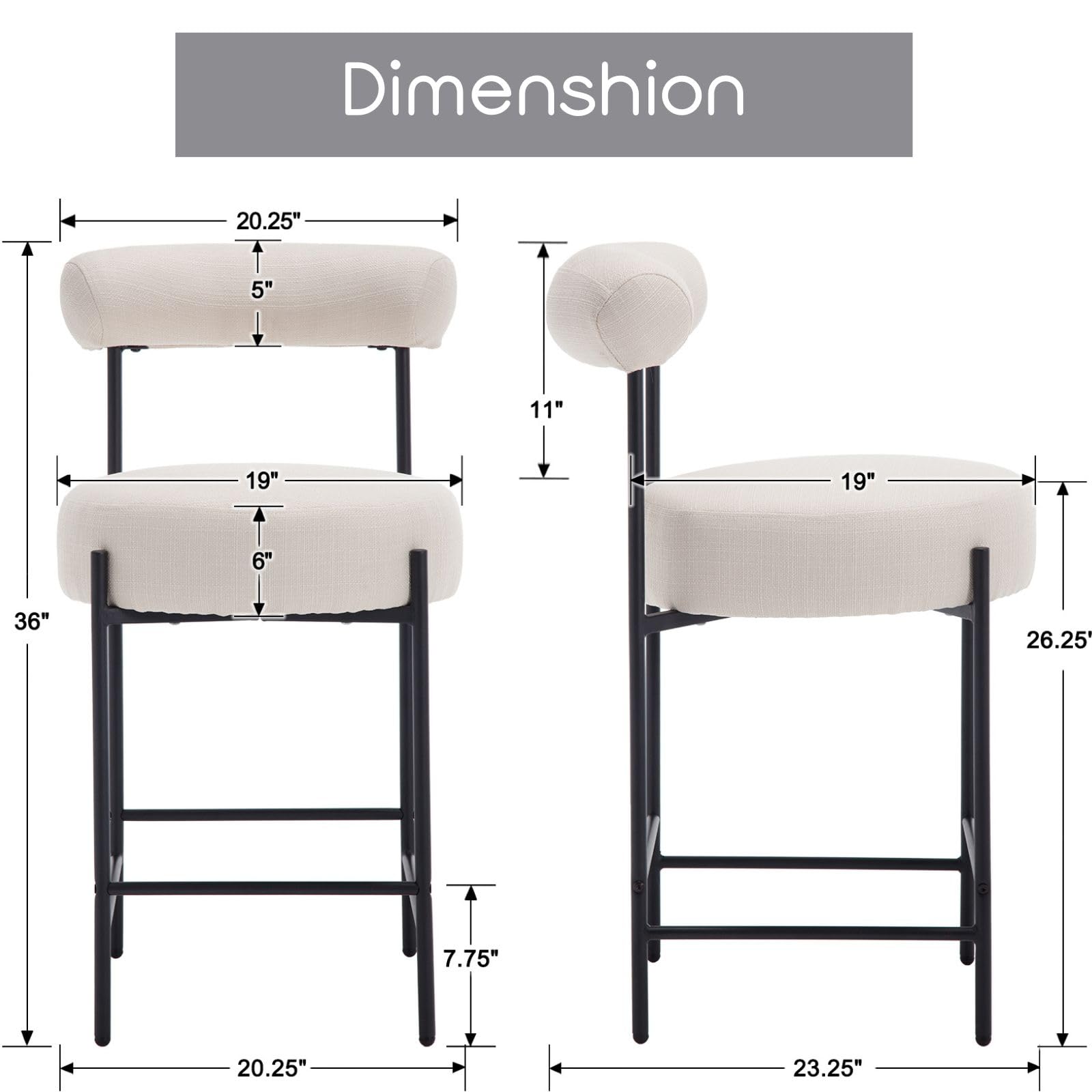 ROCITY 26"H Barrel Counter Stools Set of 2 - 11002CS