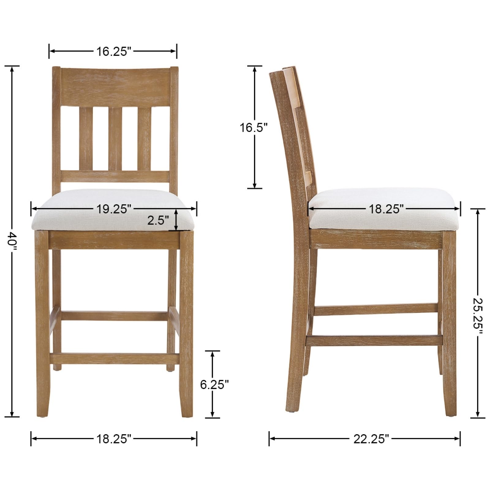 Janoray 25”H Wood Armless Counter Stools Set of 2 - 2108CS