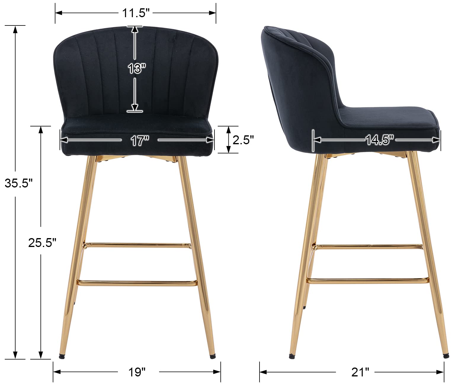 CIMOTA 25.5"H Curved Back Counter Stools Set of 2 - 8684CS