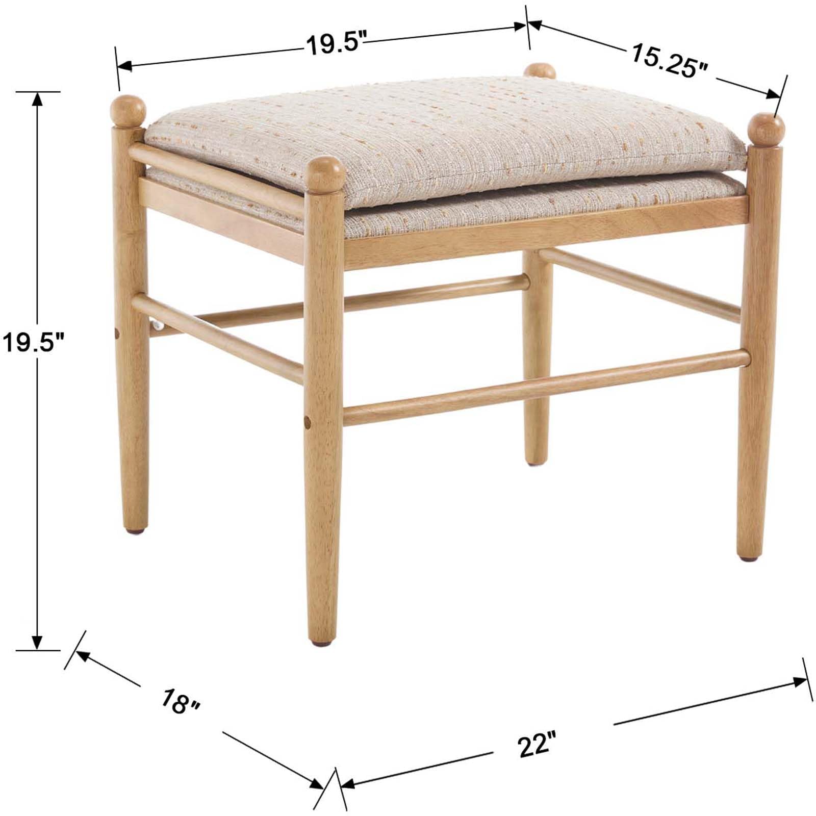 Kmax 19 Inch Backless Ottoman 1 PCS - XX002OT