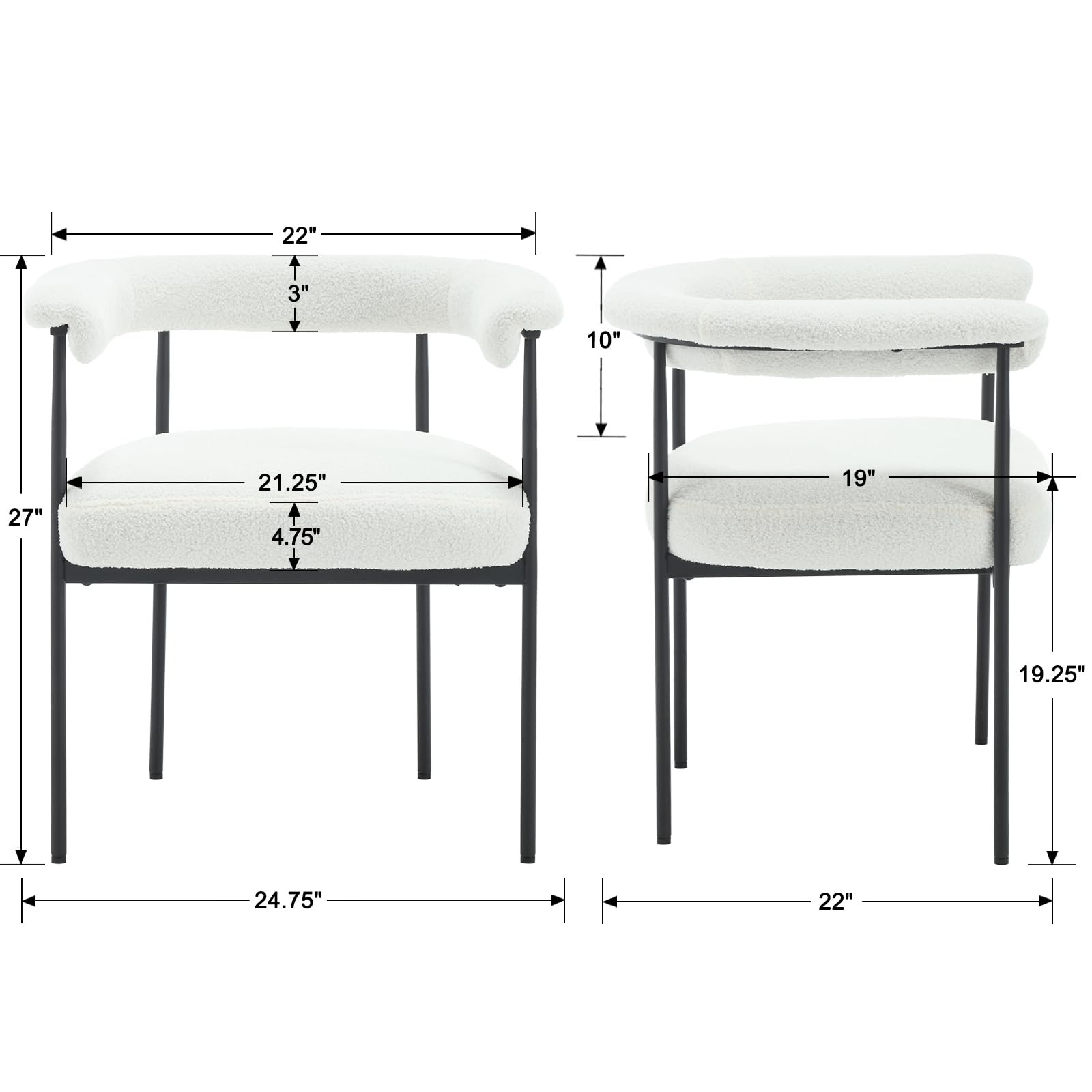 Dimensions diagram white chairs