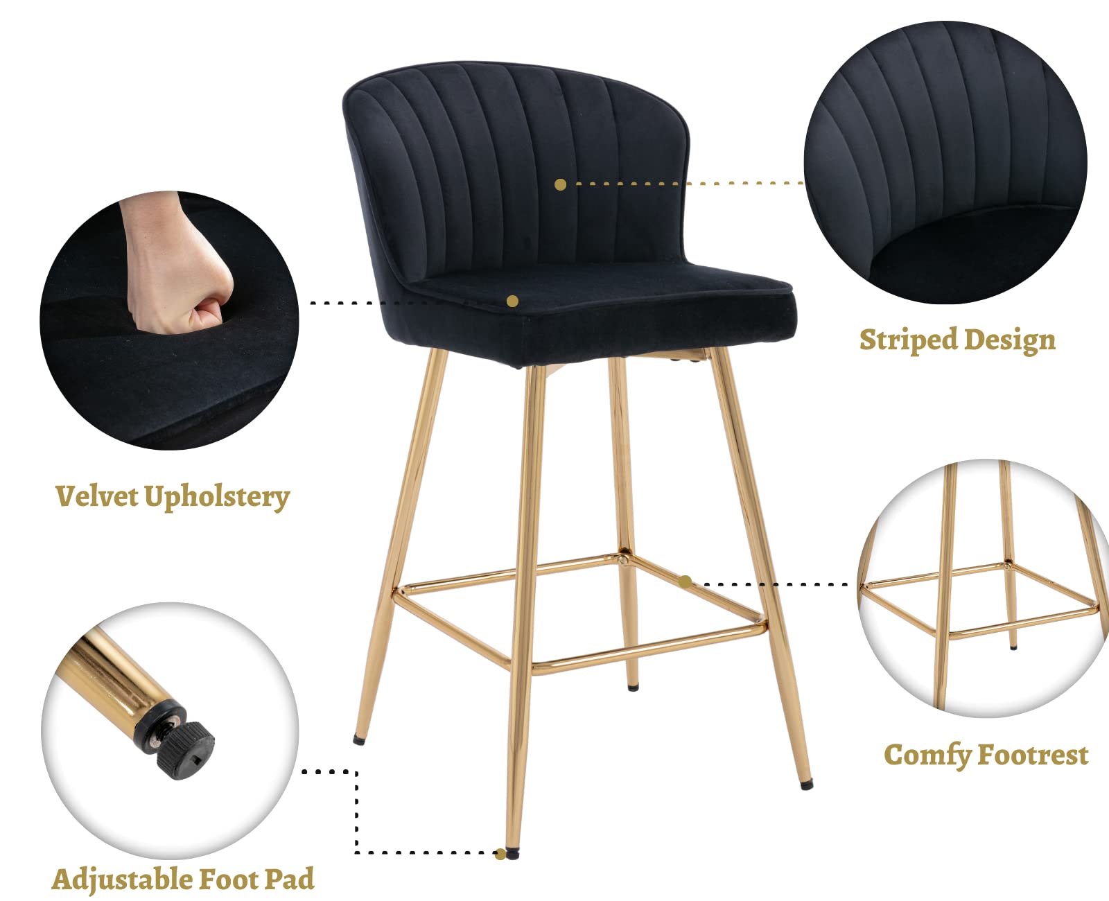 CIMOTA 25.5"H Curved Back Counter Stools Set of 2 - 8684CS