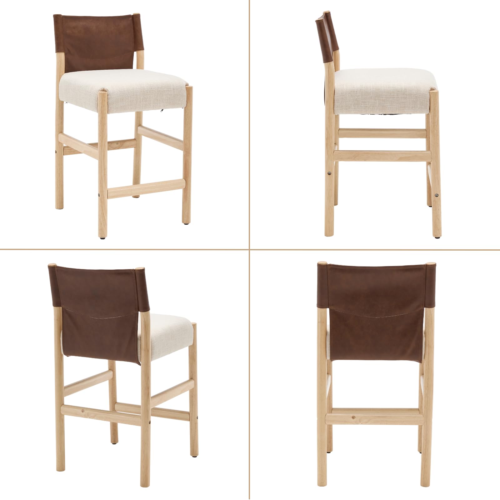 ROCITY 26" PU Leather Back Counter Height Bar Stools Set of 2- 5821CS
