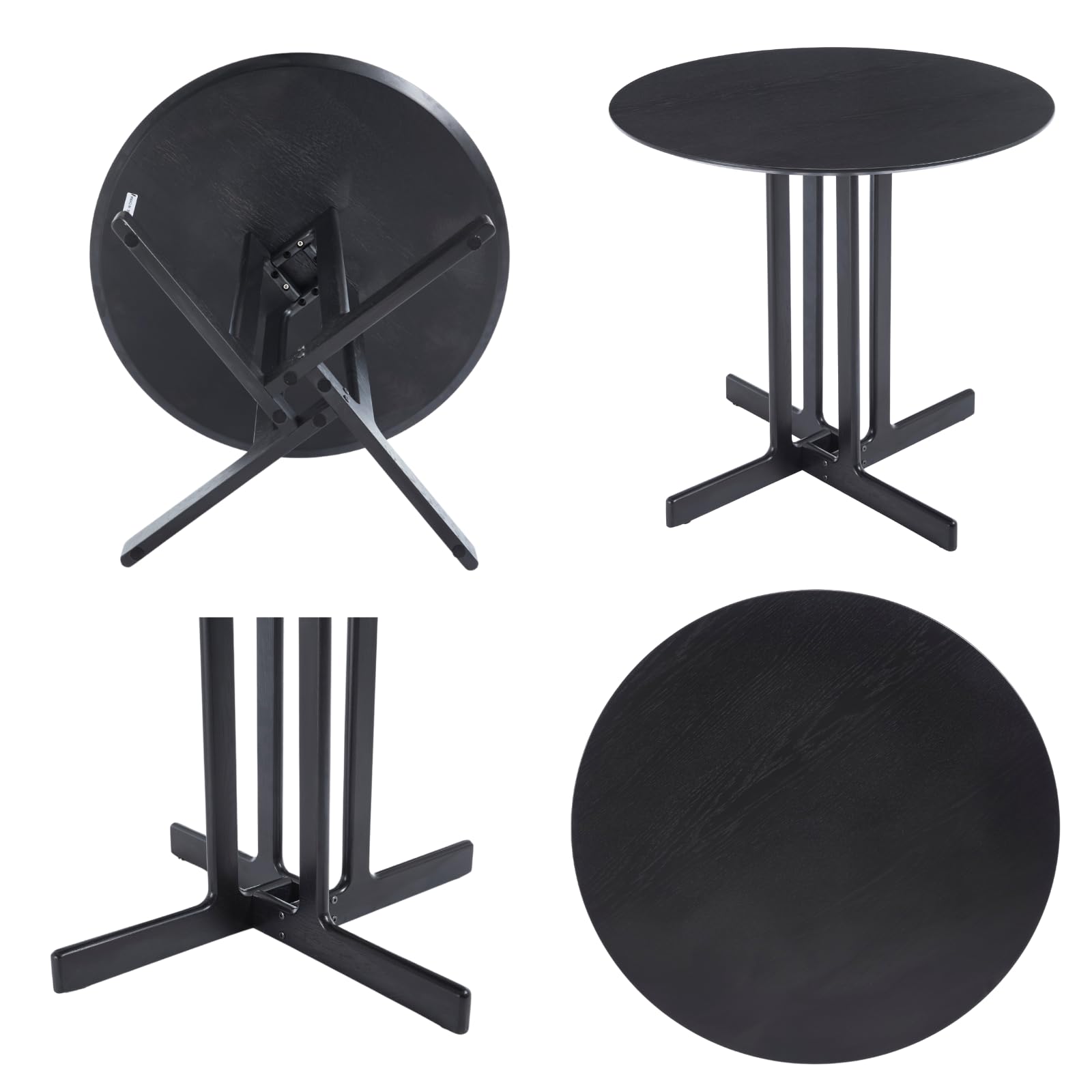 Kmax 31.5" Wide Small Round Black Dining Table