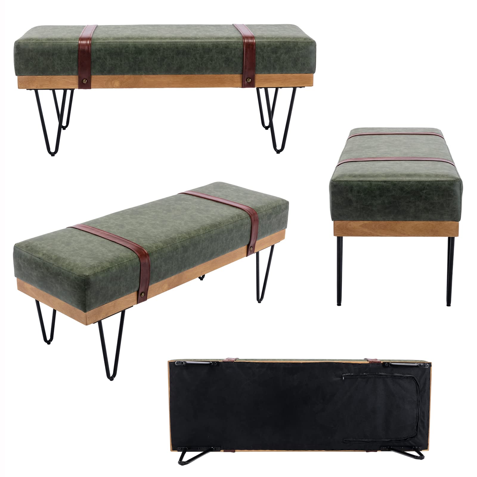EALSON Industrial Modern Rectangle Ottoman Bench - 2304BH
