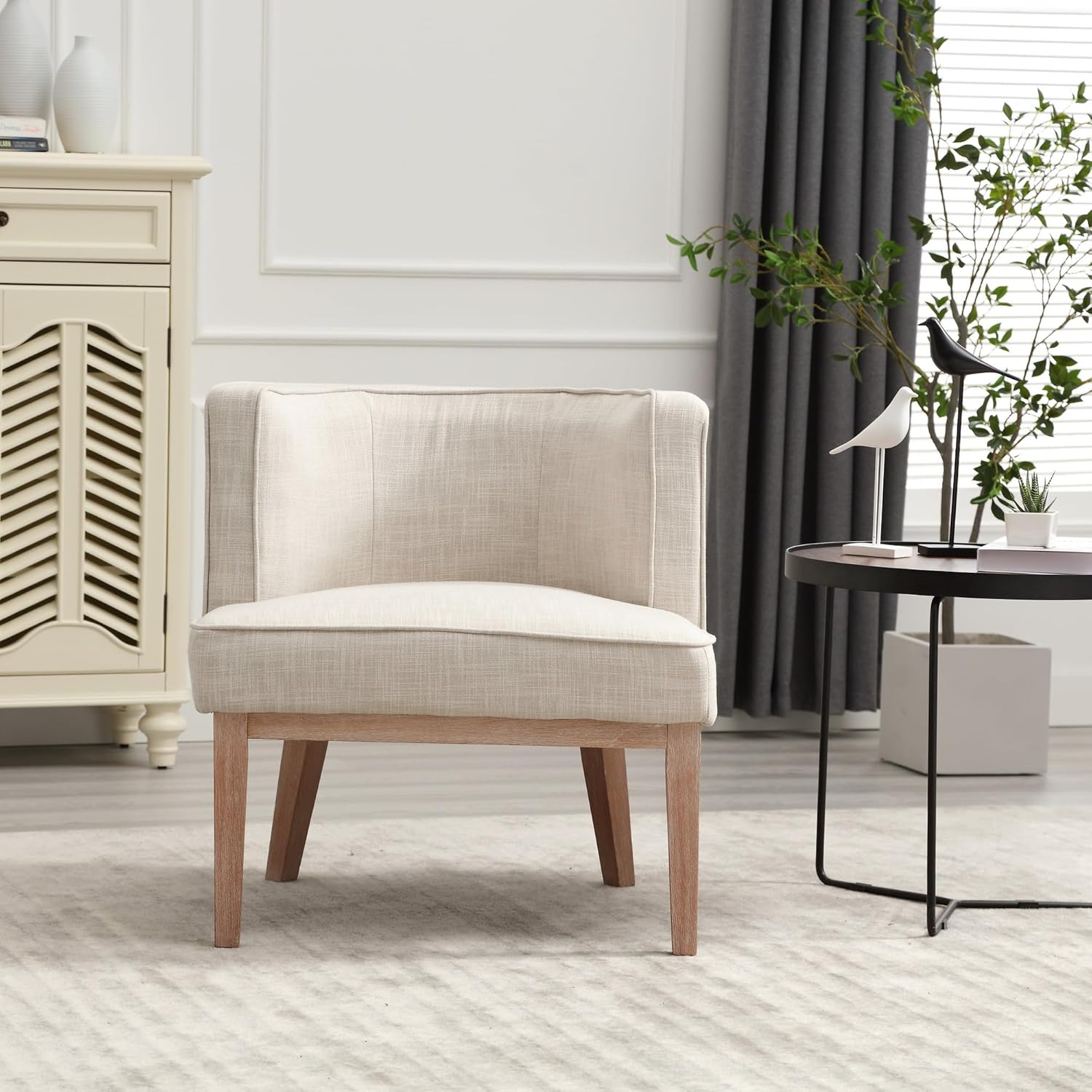 Stone Wash Wood Legs Accent Chair 1 PCS - 6371AC