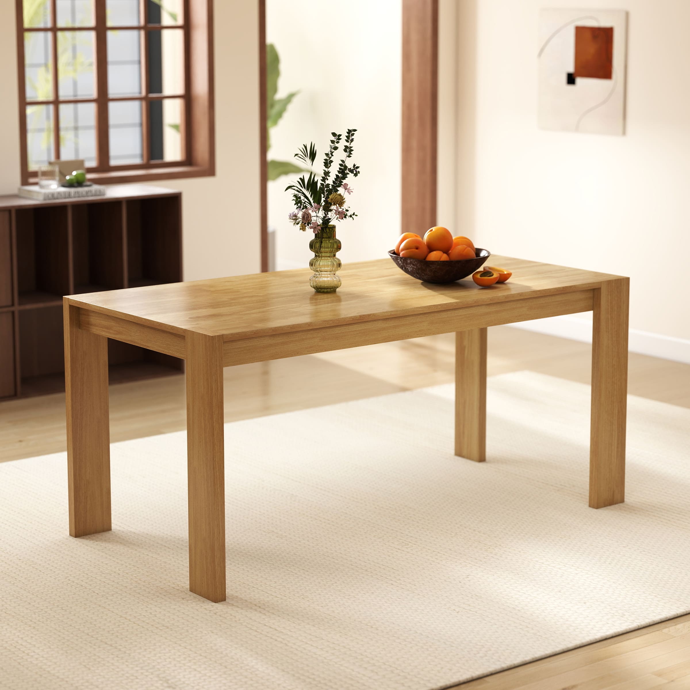 Kmax 63" Large Kitchen Long Dining Table with Wood Legs - 0001DT