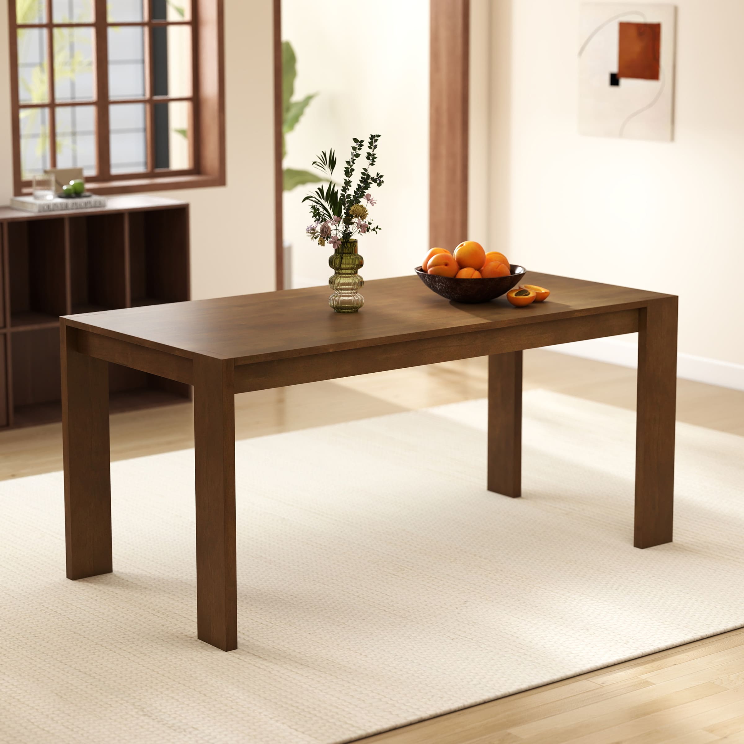 Wooden dining table in darker finish