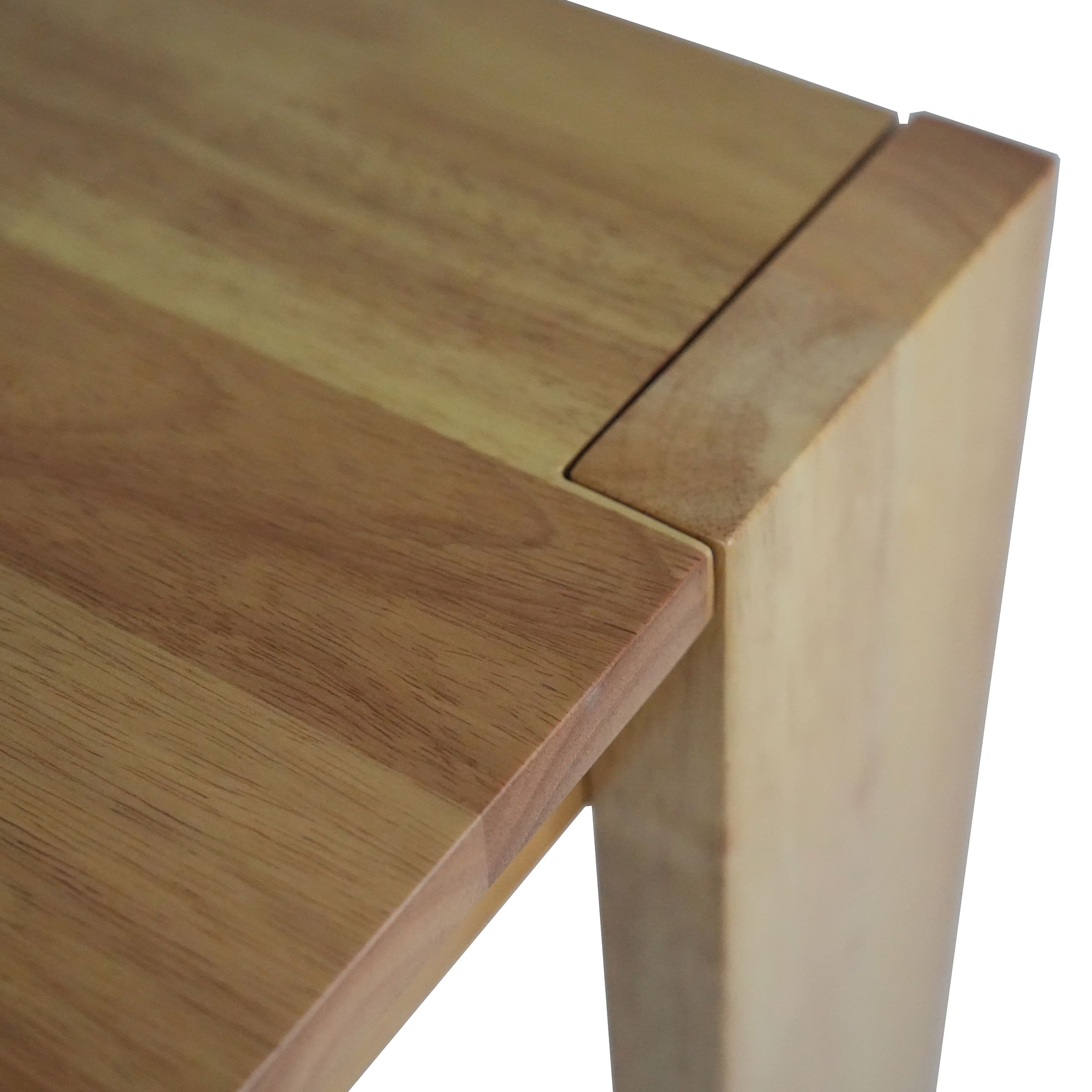 Close-up of table edge and corner joint