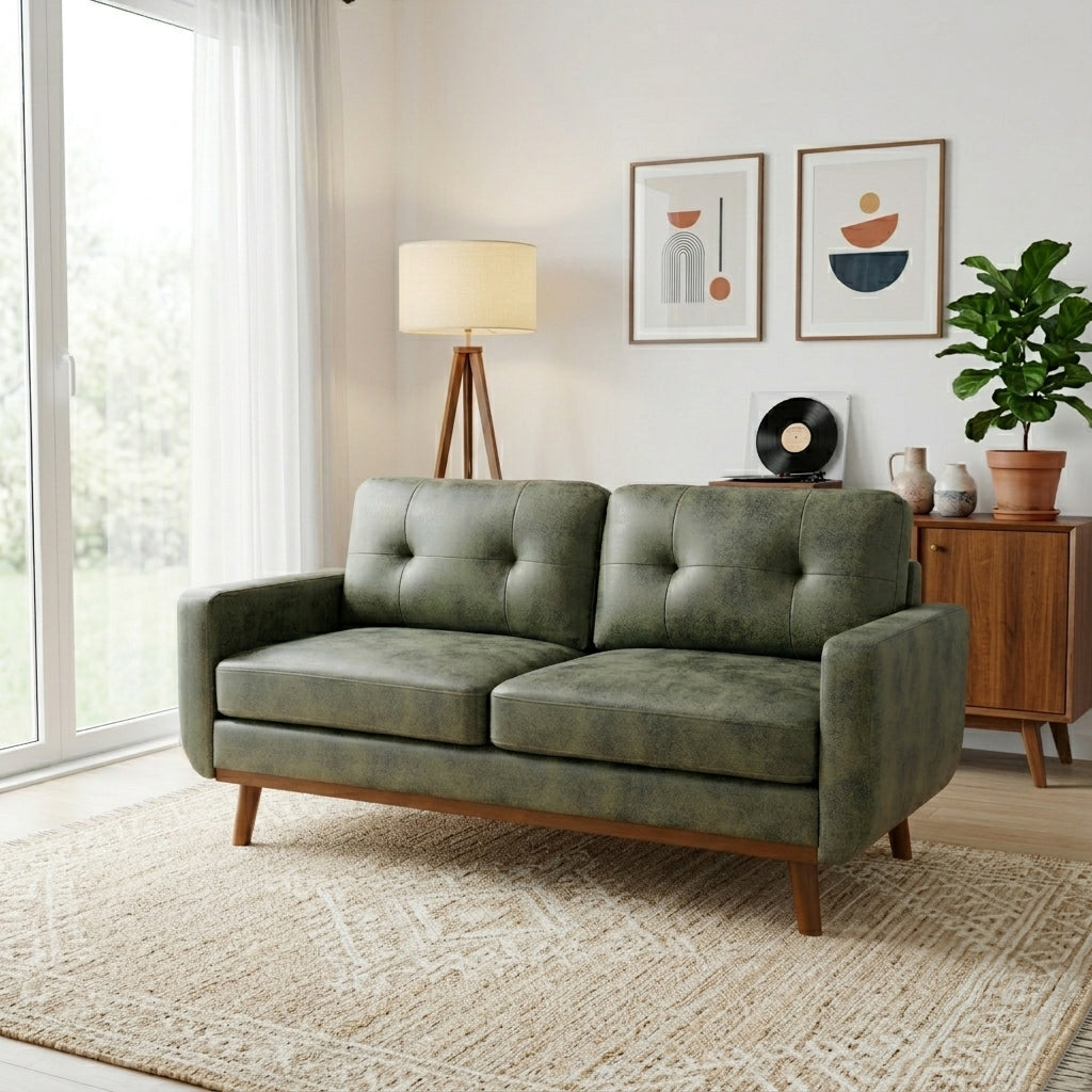 65" Mid-Century Modern Breathable Fabric Loveseat Sofa