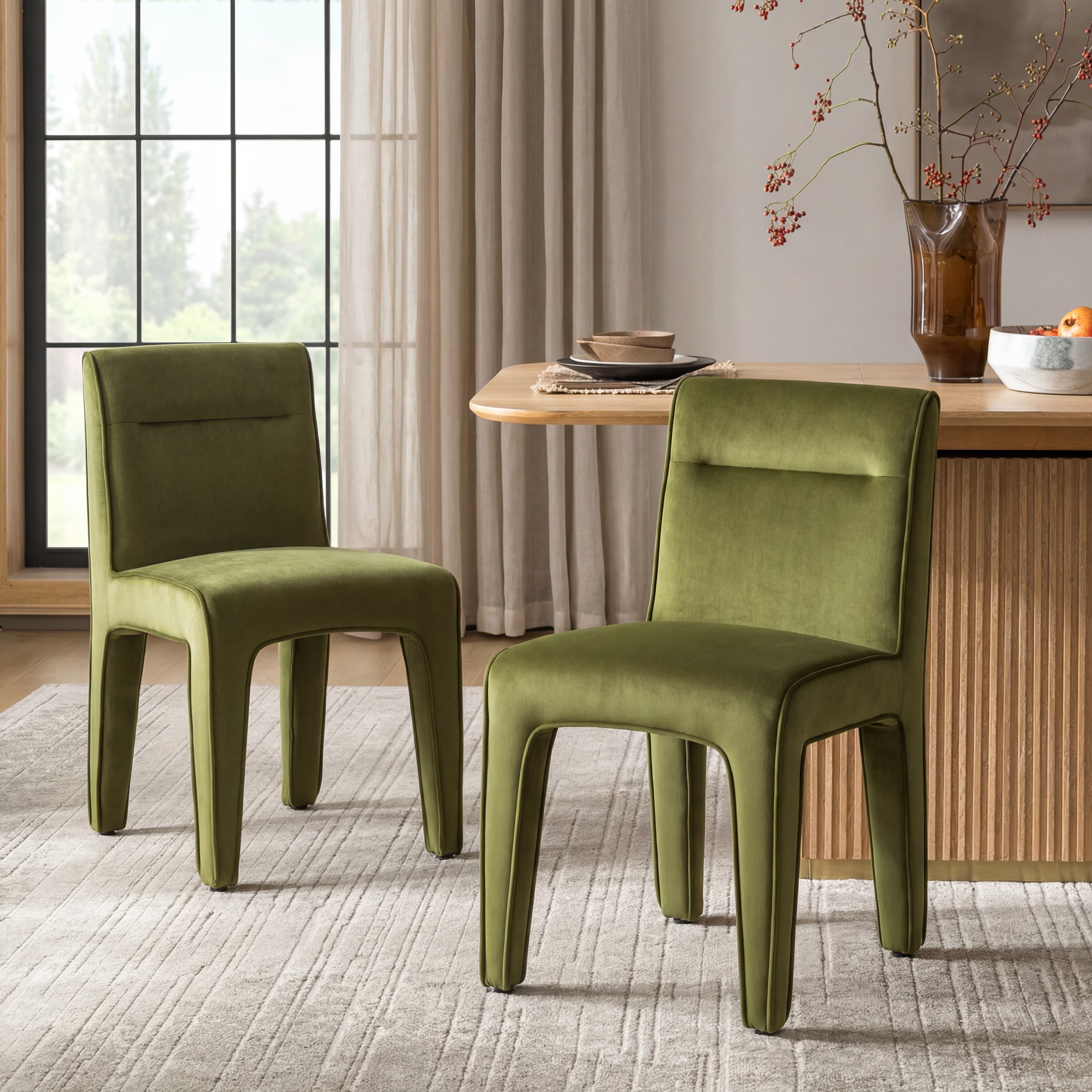 Modern Minimalist Armless Dining Chairs Set of 2 - 6614DC