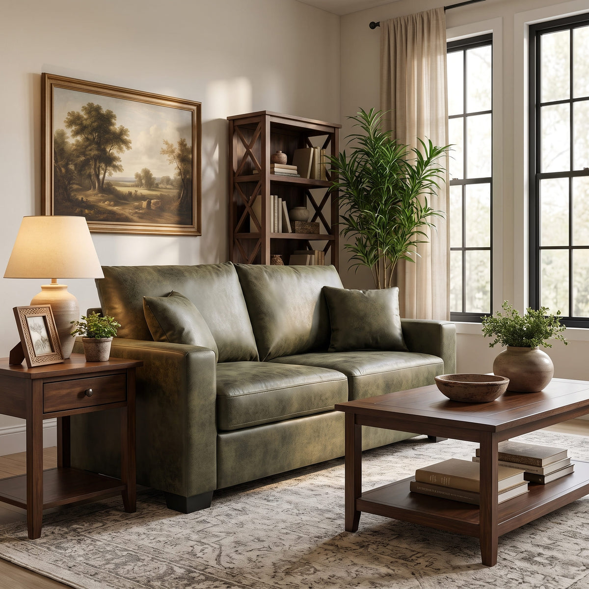 69" Modern Mid-Century 2-Seater Sofa with Throw Pillows