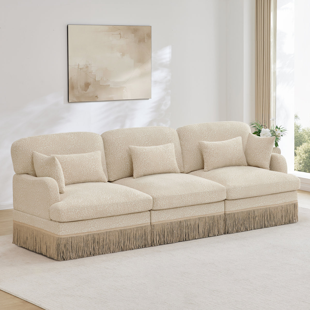 Chenille Modular Sofa & Loveseat with Tassel Trim