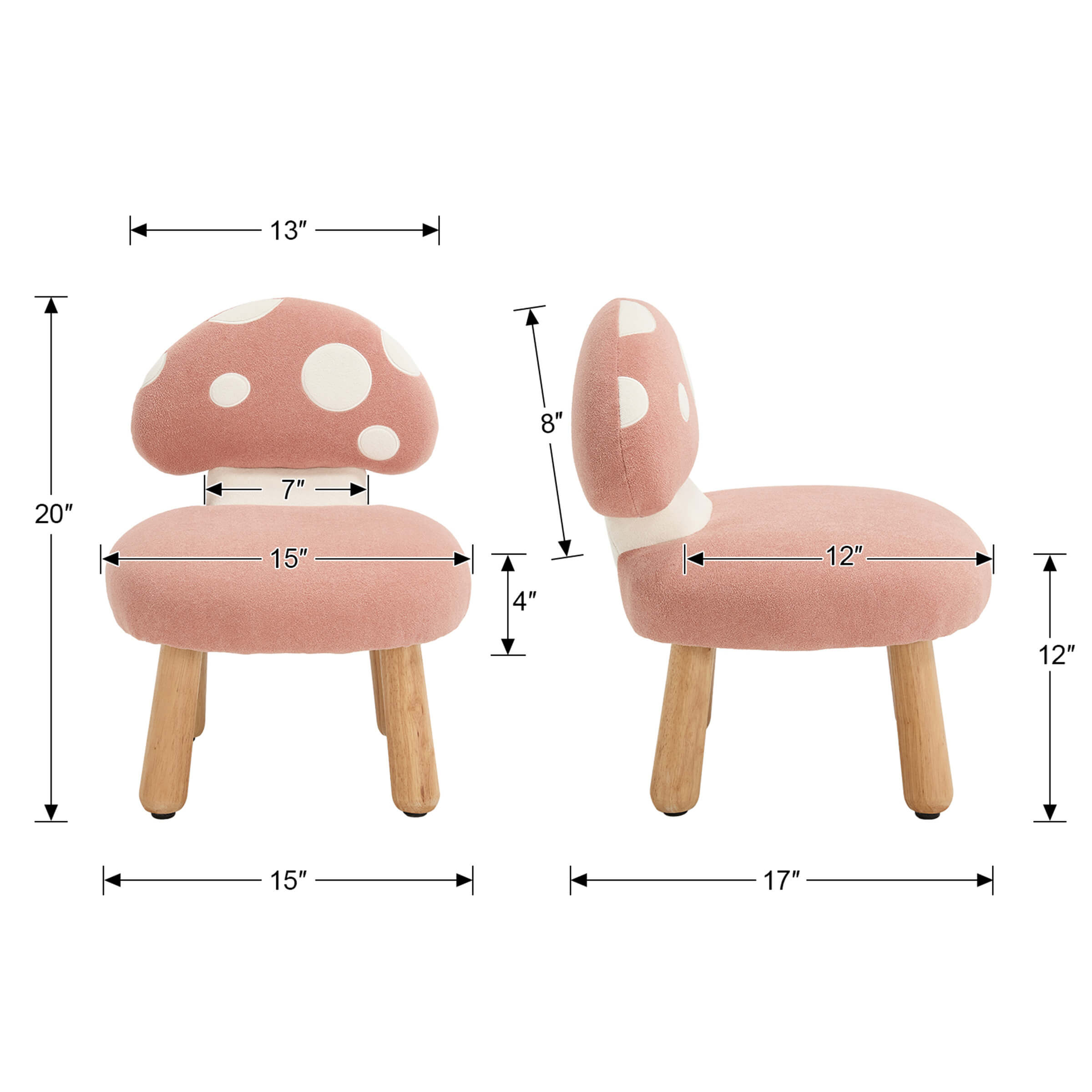 KMAX Soft Mushroom Shape Chenille Kids Chair - 4010DC