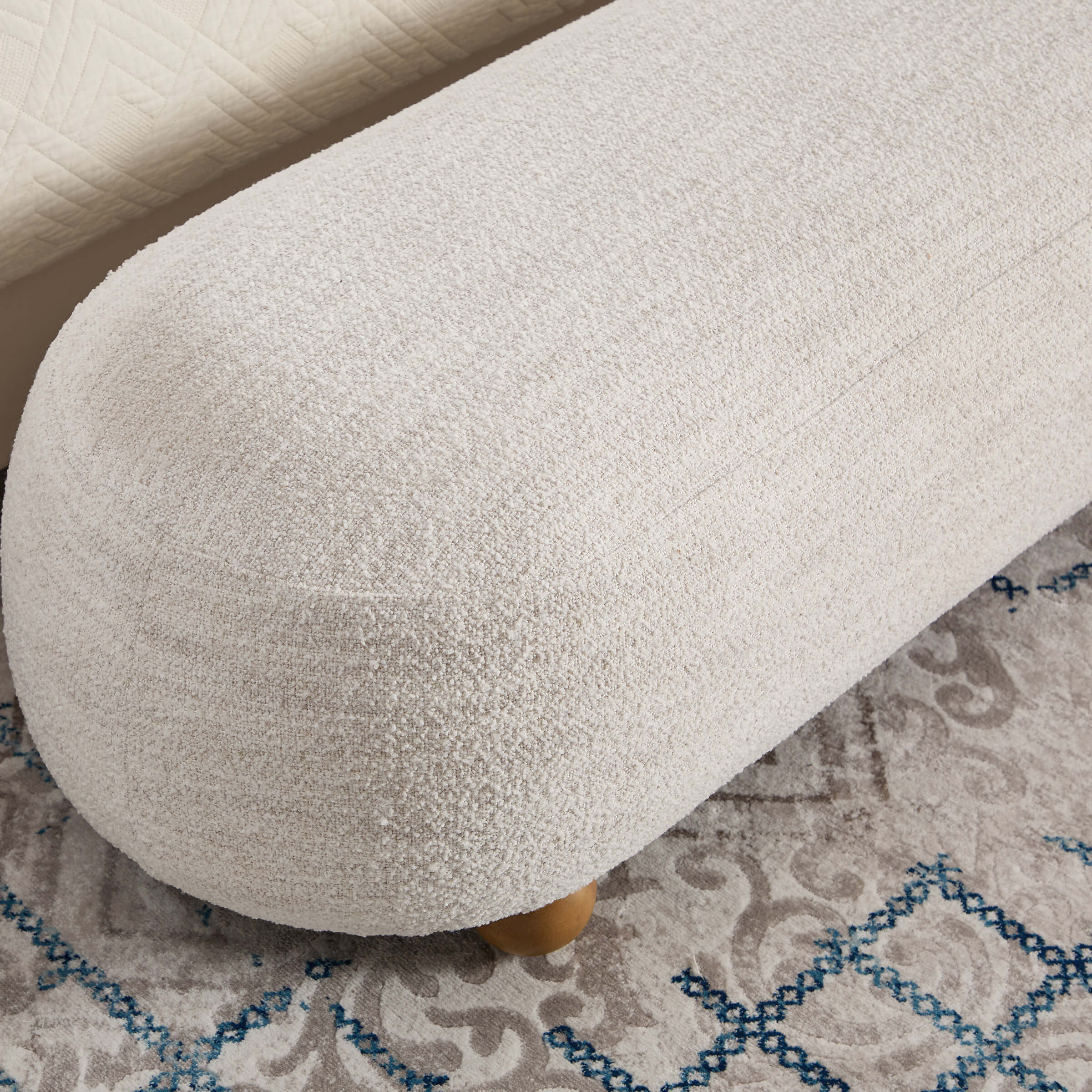 Ottoman Bench with Round Solid Wood Legs-2685BH