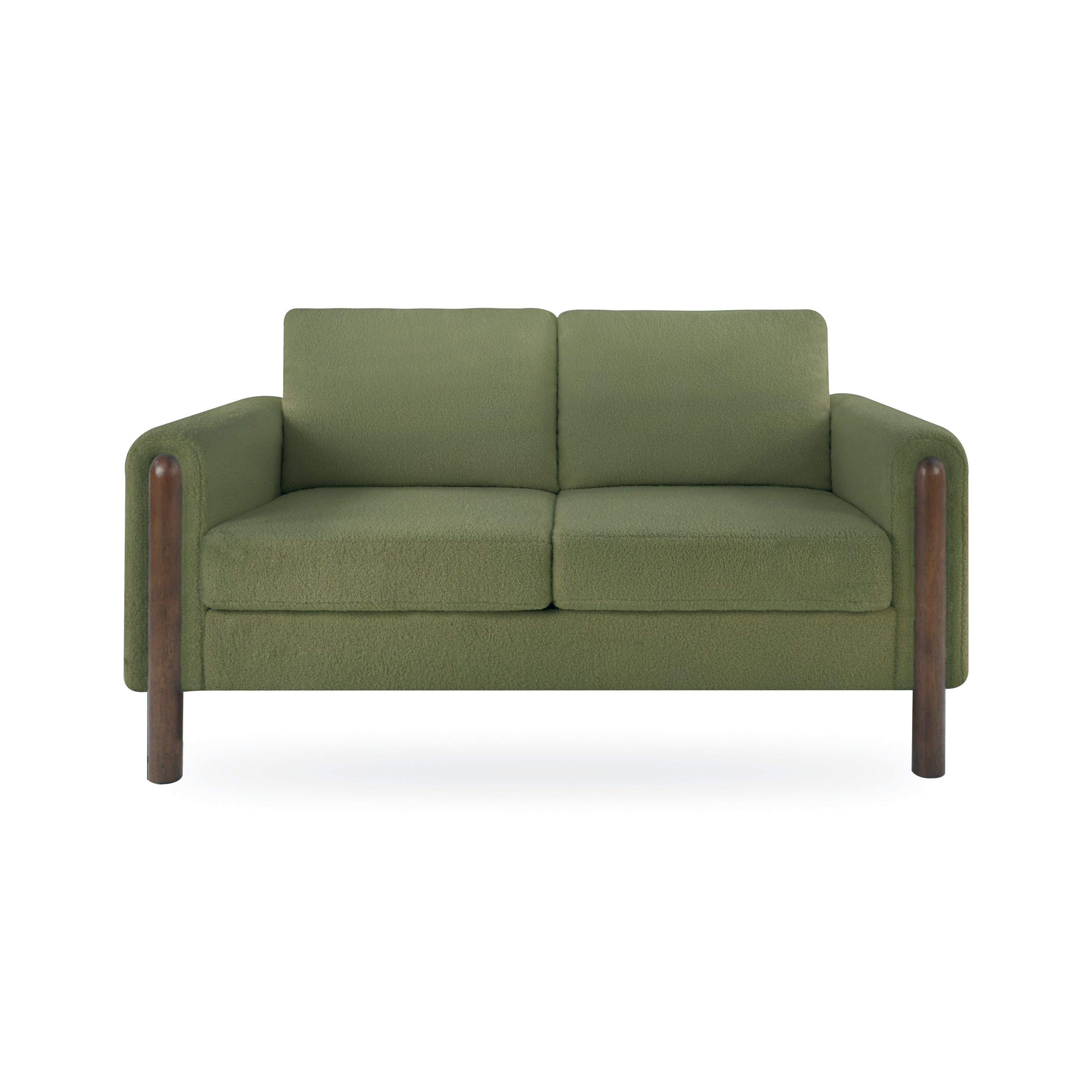 59.7"W Mid-Century Loveseat with Solid Walnut Legs