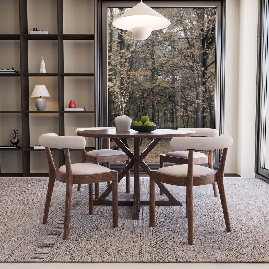 Curved Open Back Upholstered Dining Chairs Set of 2 - 1929DC