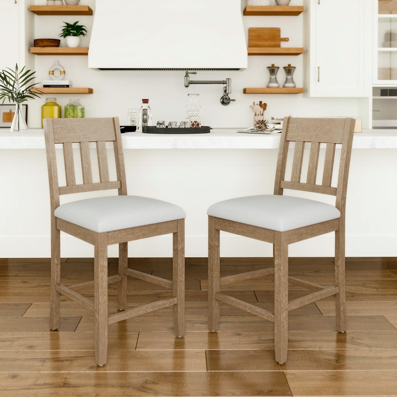 Janoray 25”H Wood Armless Counter Stools Set of 2 - 2108CS