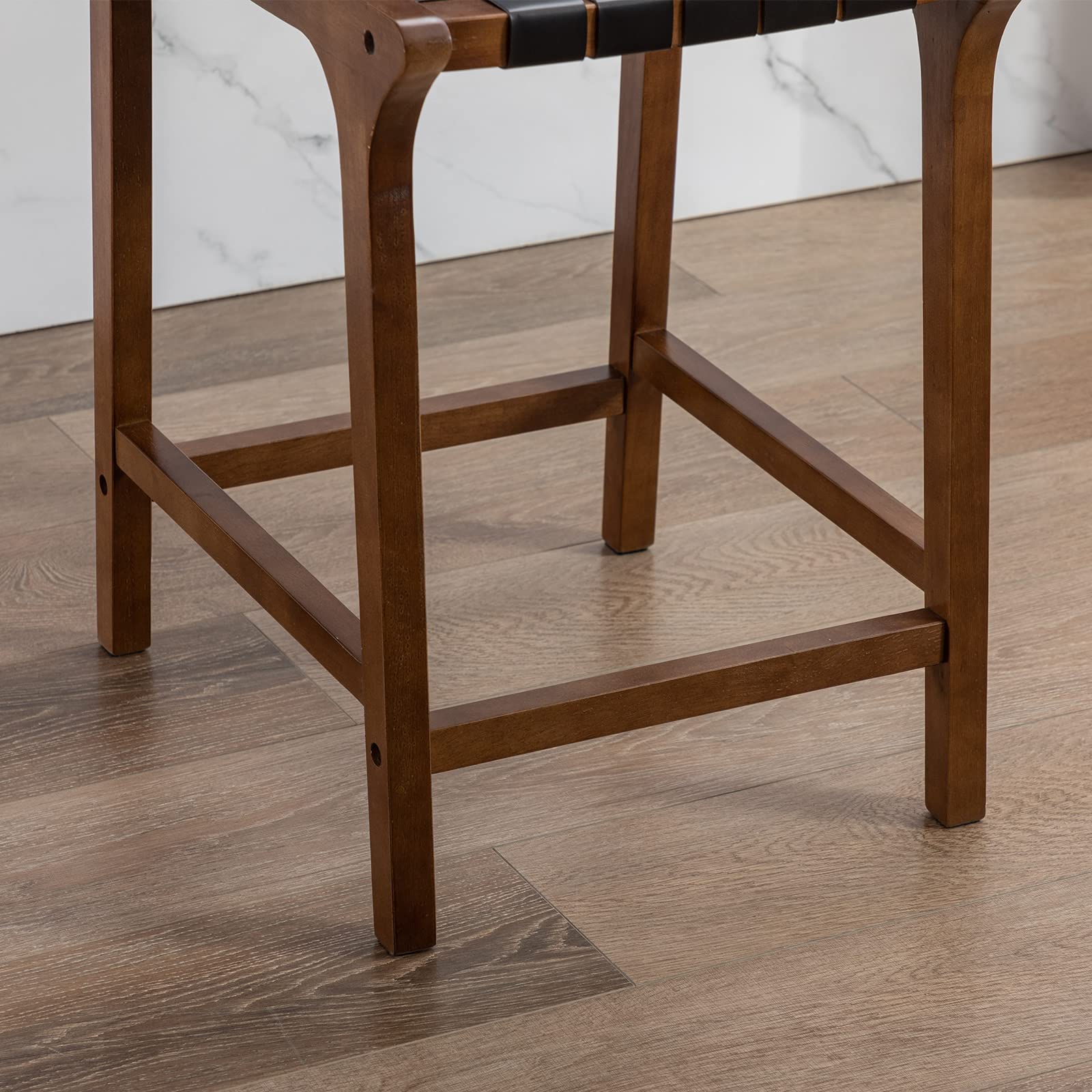 Janoray Leather Woven Strap Seat Counter Stools Set of 2 - 5703CS