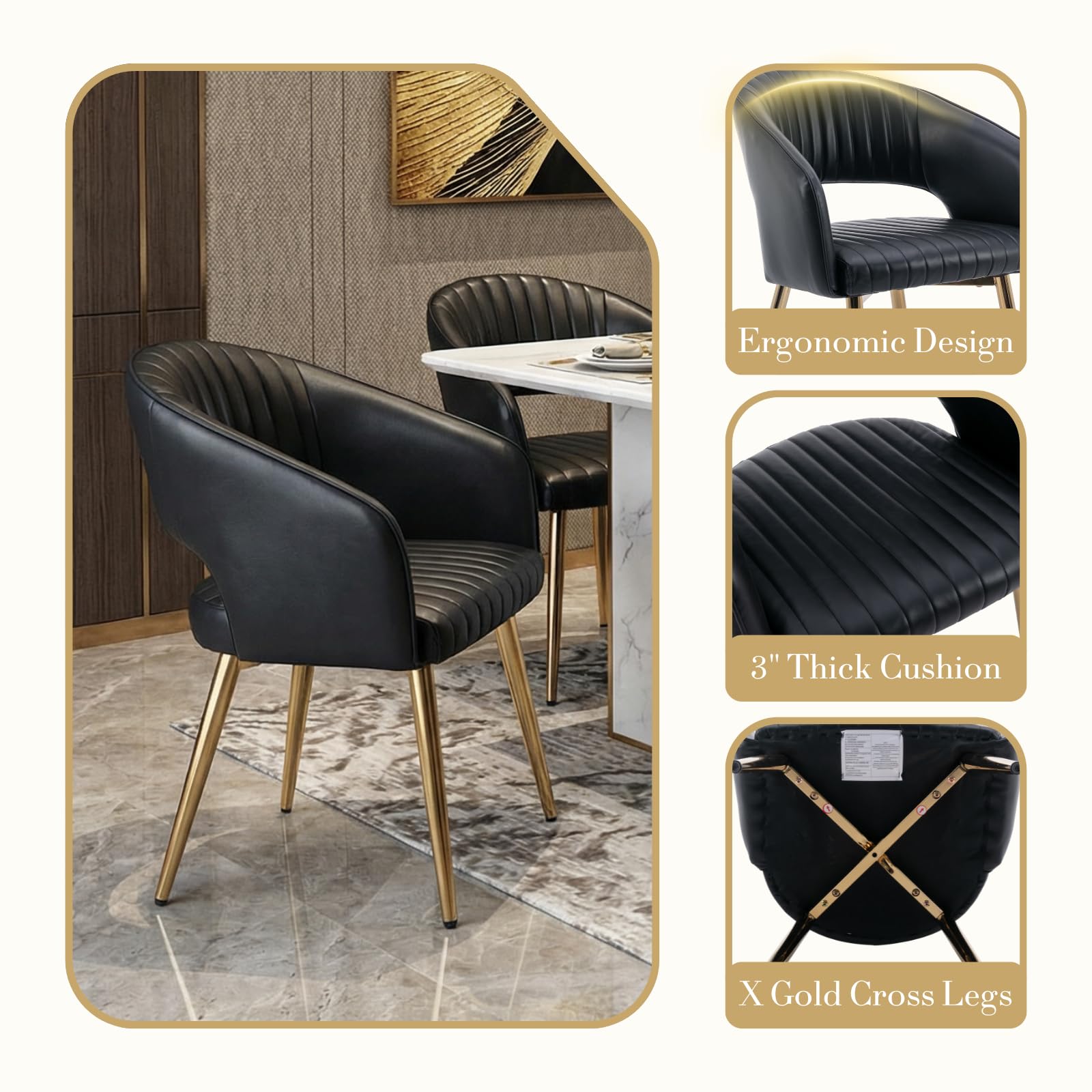 Hollow Back Modern Dining Chairs Set of 2 - 3059DC