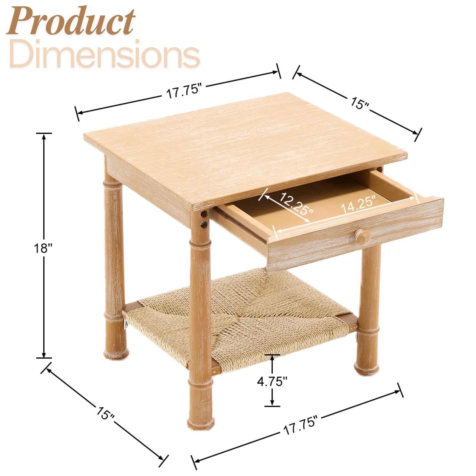 Janoray Farmhouse Square Side Table with Drawer - 22752