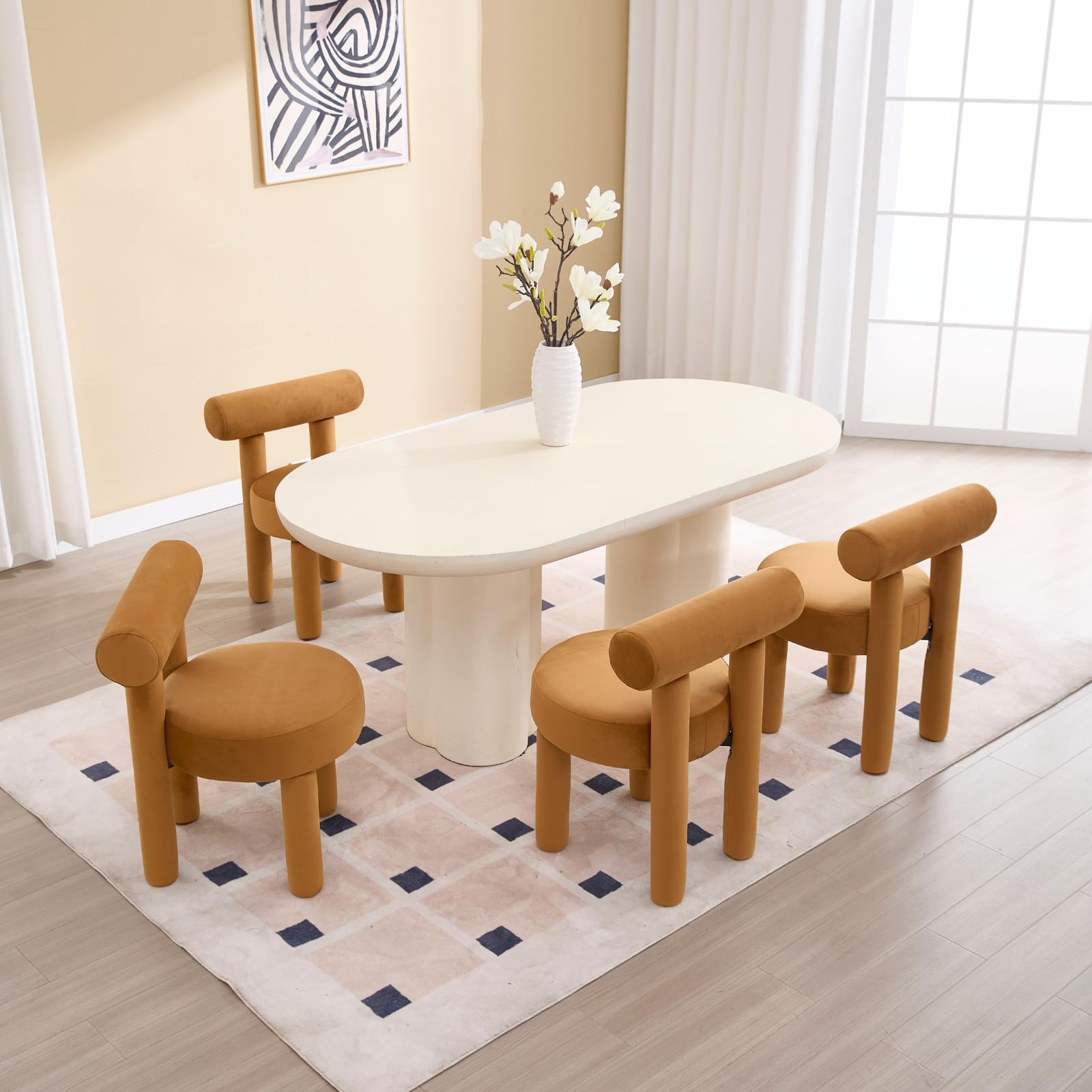 Wide view of dining set
