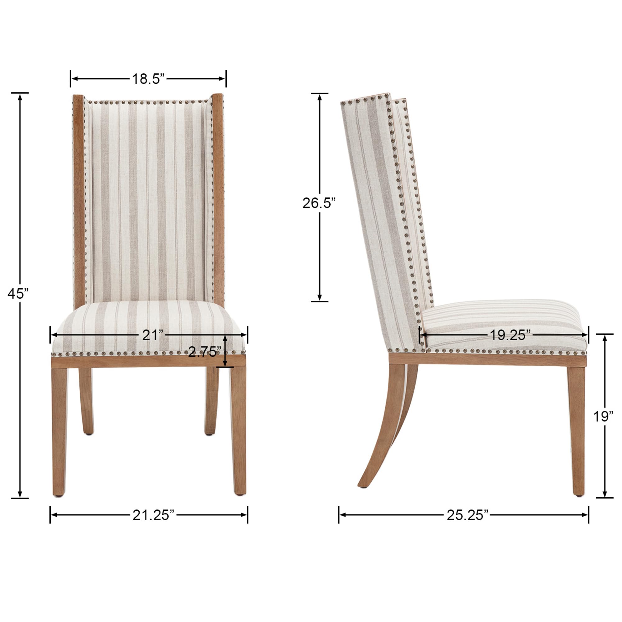 Mid Century High Back Dining Chairs Set of 2 - XX001DC