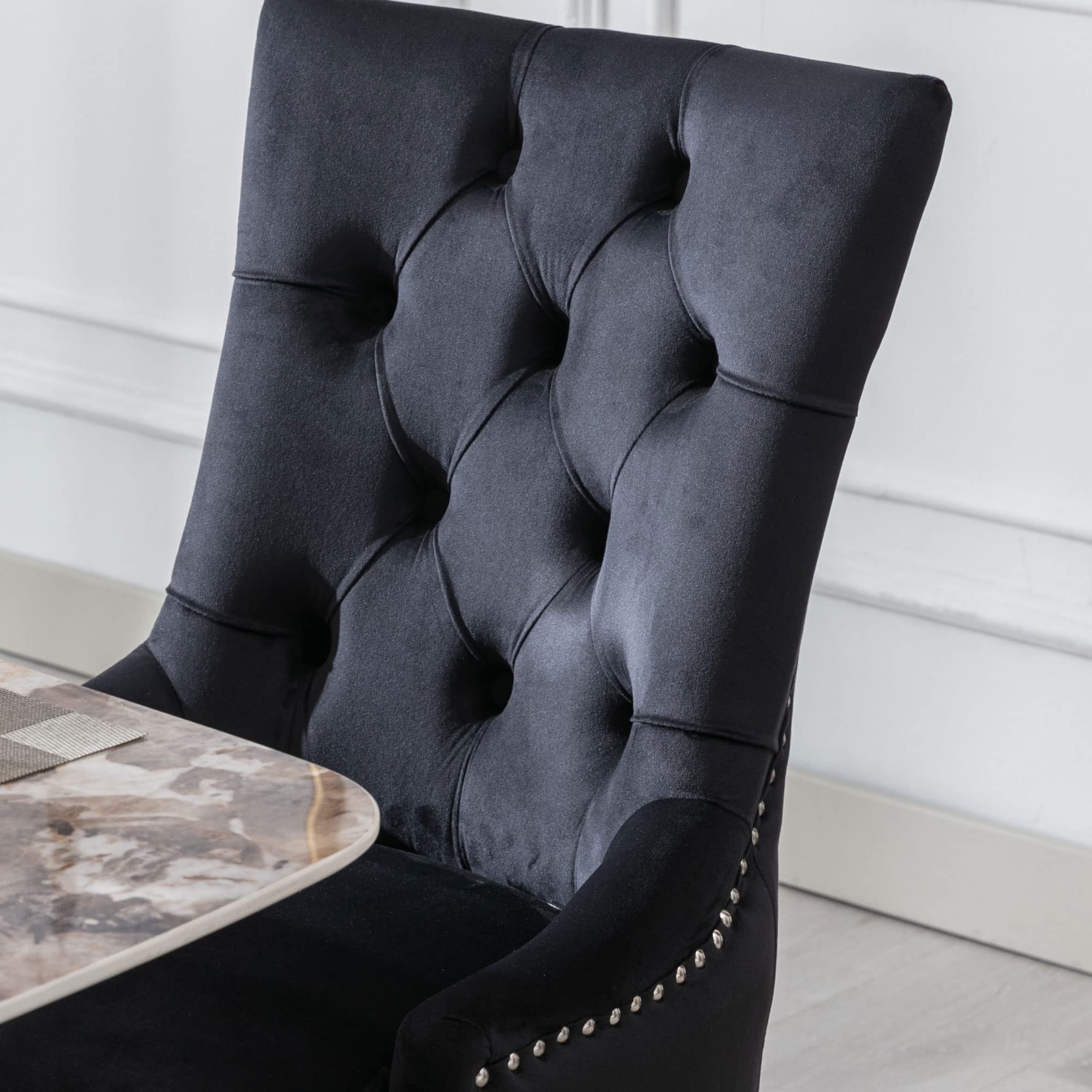 Kmax Tufted Velvet Kitchen Chairs Set of 2 - 8338DC