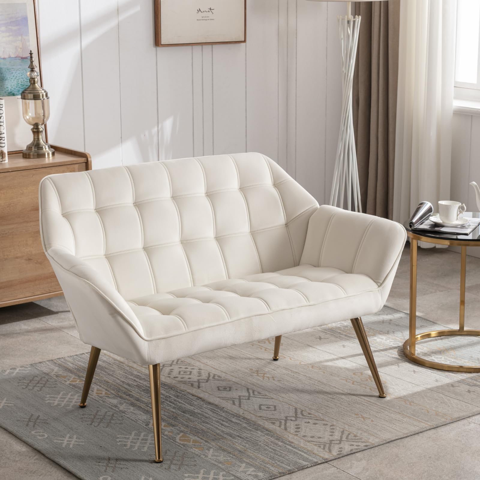 ROCITY 48" Modern Velvet Small Loveseat Sofa - 8904AC