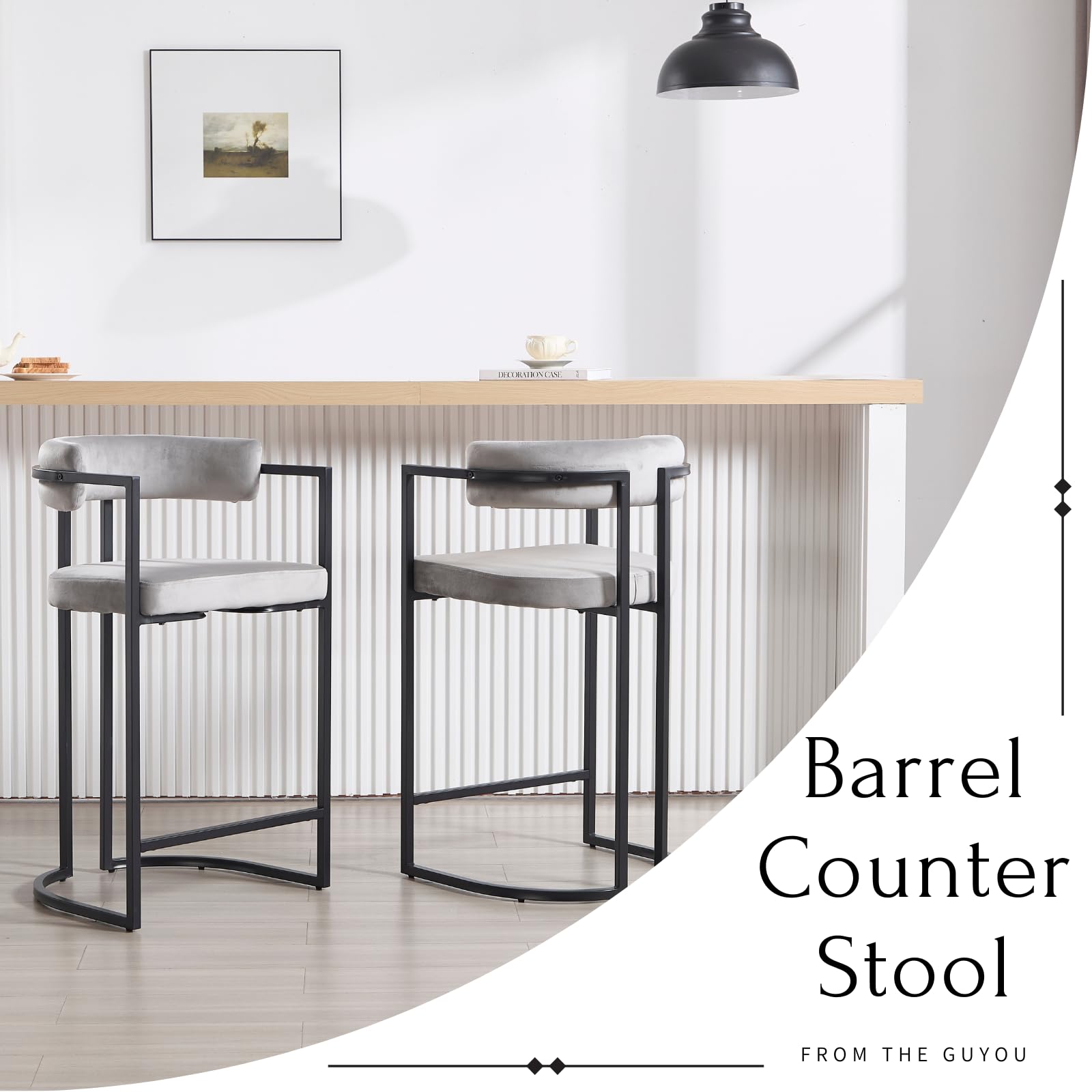 ROCITY 26"H Black Legs Counter Stools Set of 2 - X323CS
