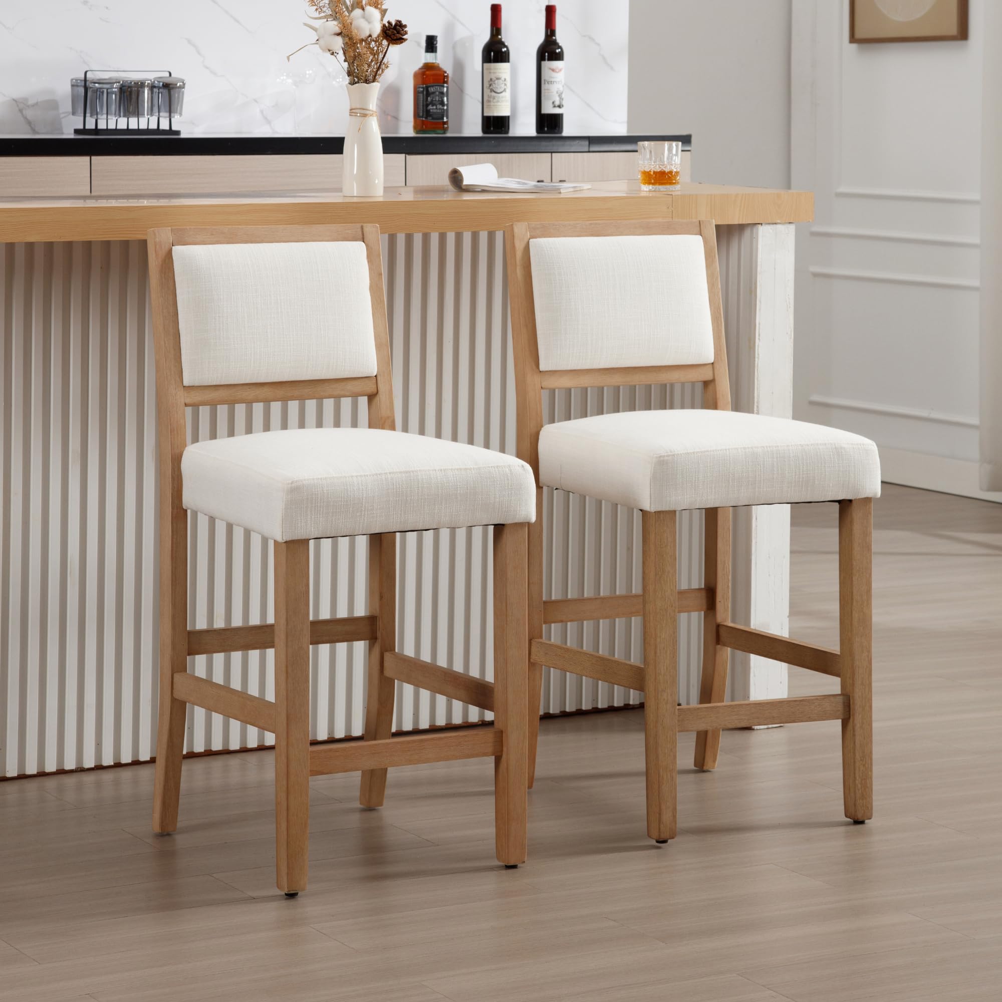Janoray Farmhouse Upholstered Counter Stools Set of 2 - 57472CS
