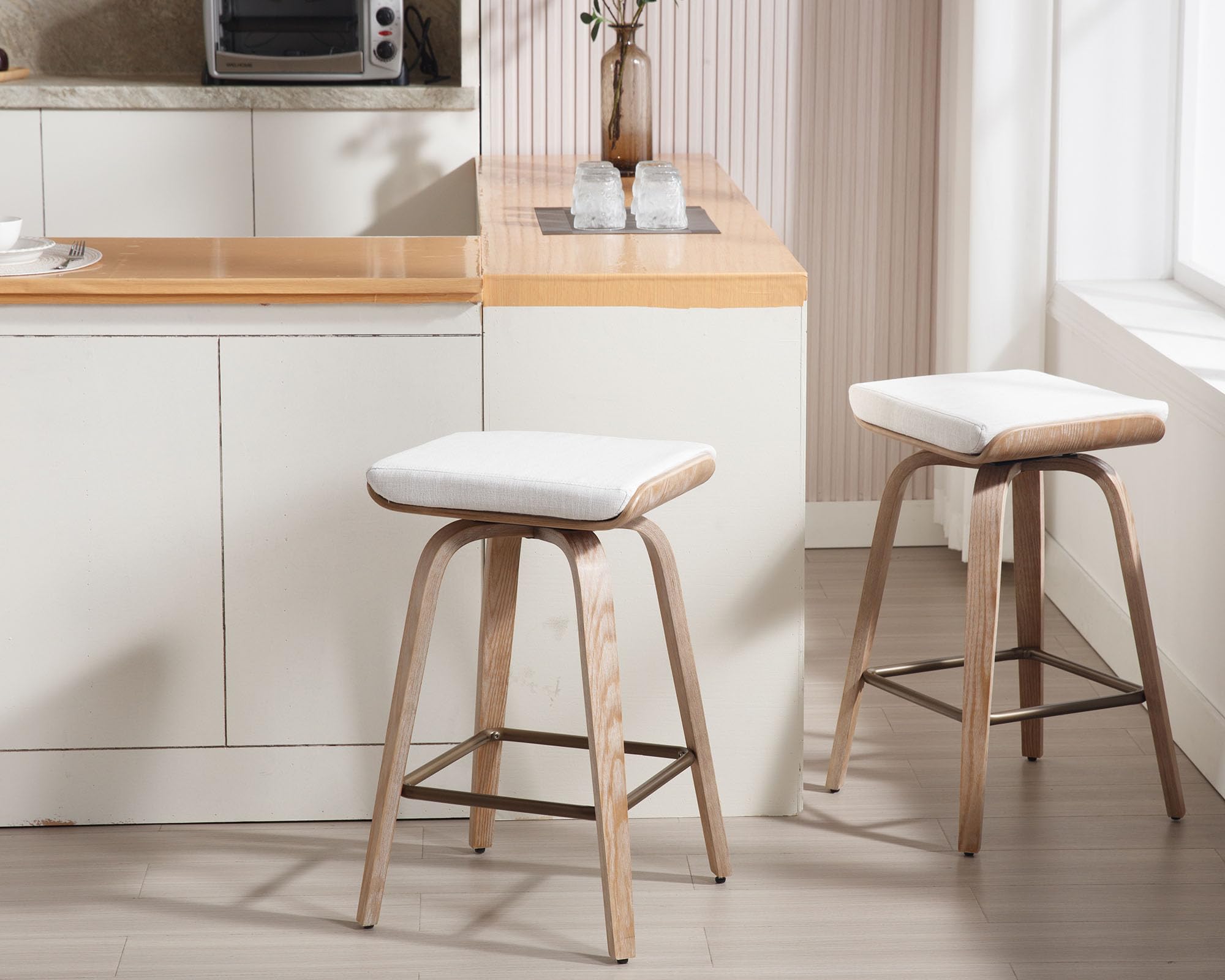 VESCASA 26" Backless Swivel Counter Stools Set of 2 - 1710CS