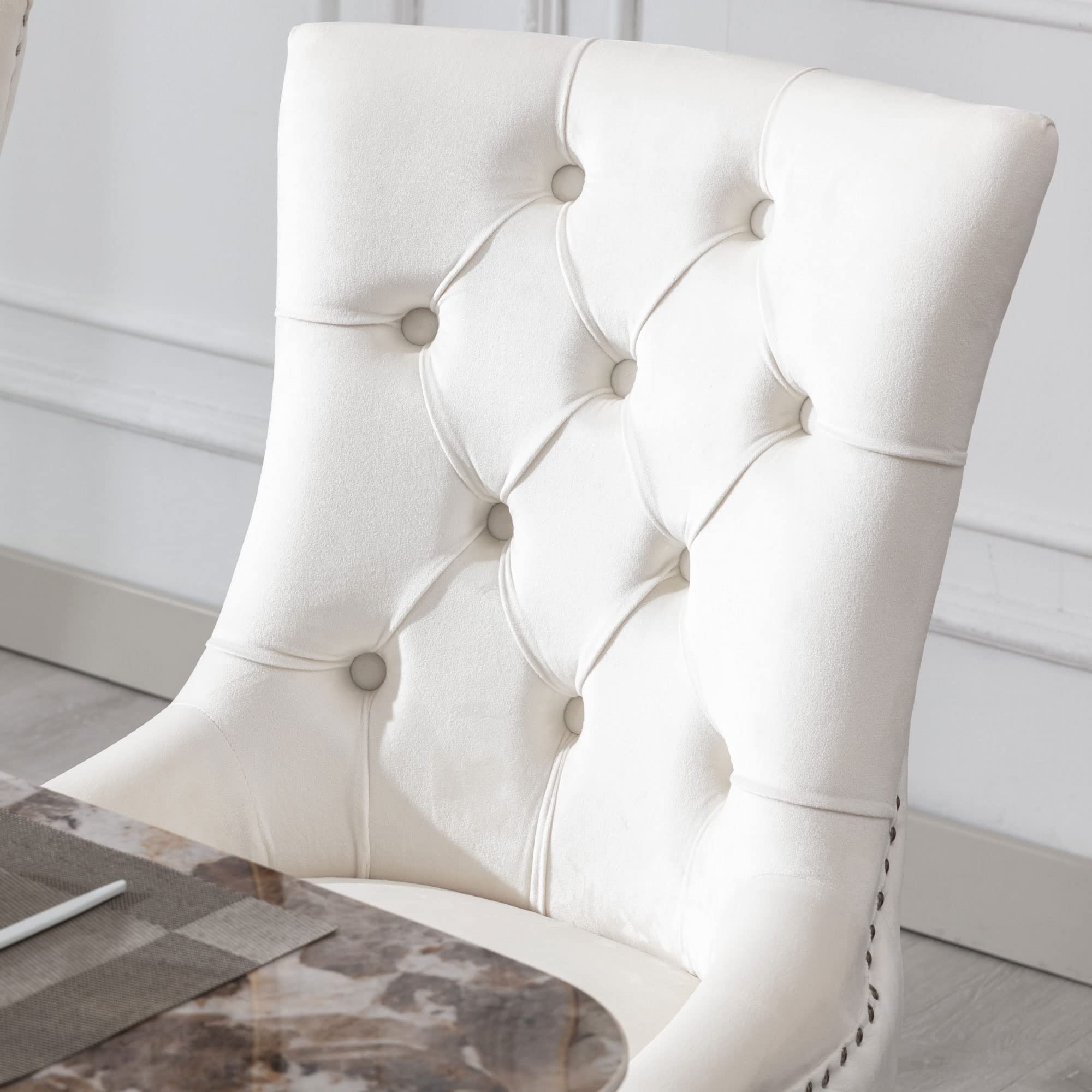 Kmax Tufted Velvet Kitchen Chairs Set of 2 - 8338DC