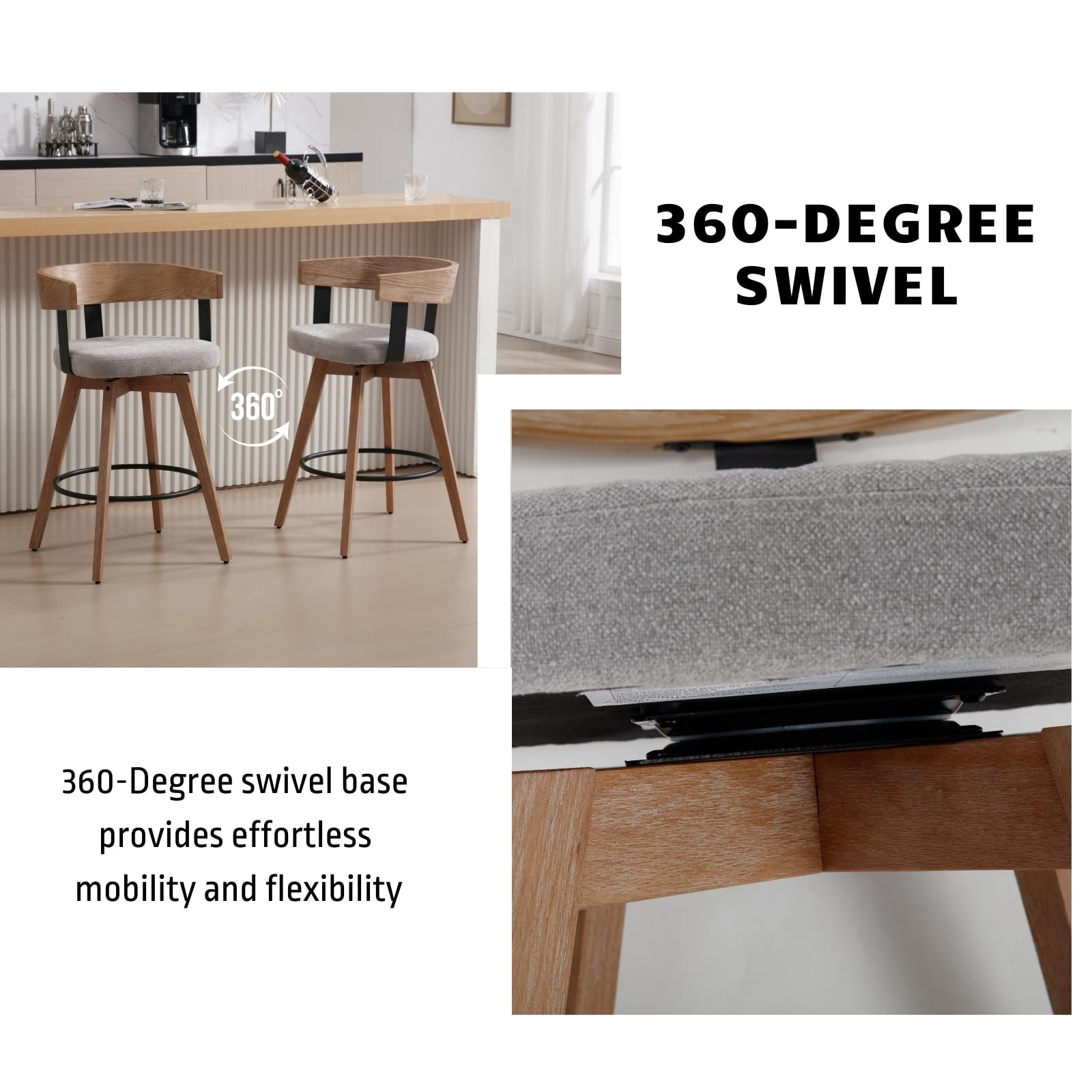 EALSON 26"H Swivel Counter Height Counter Stool Set of 2 - 3193CS