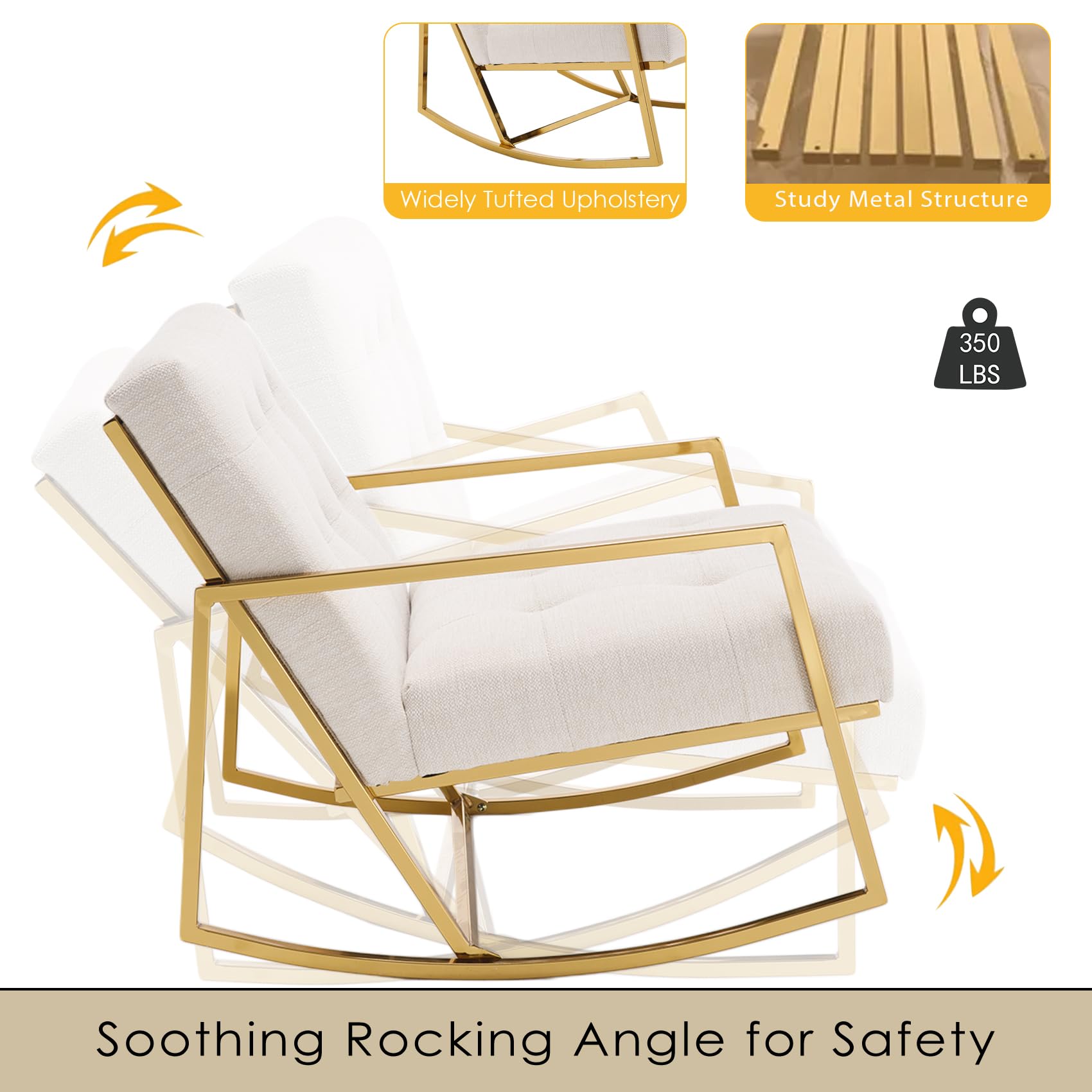ZH4YOU Linen Upholstered Rocking Chairs 1 PCS - 3935RC