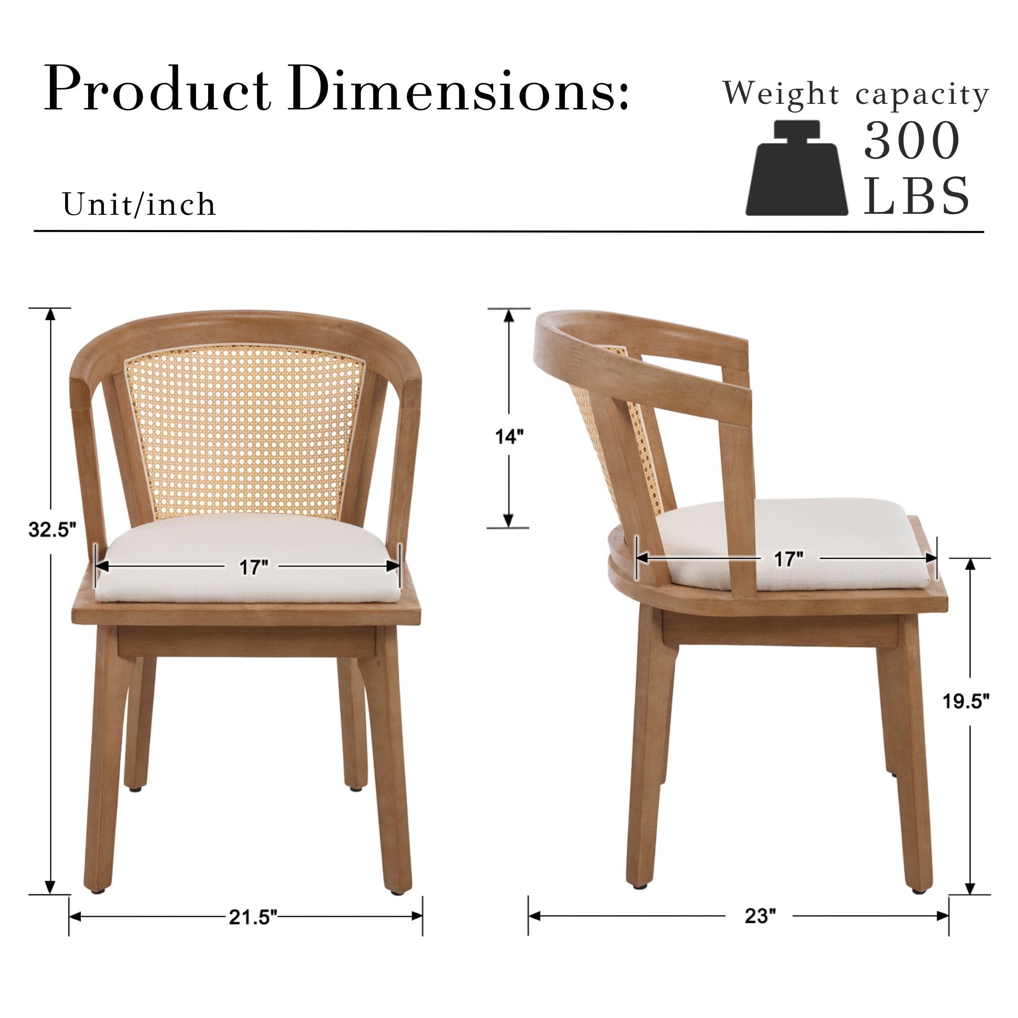 Janoray Dining Chairs with Cane Woven Back Set of 2 - 10085DC