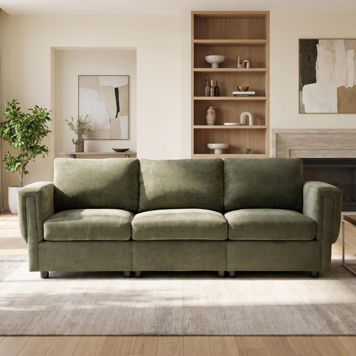 88" Modern Chenille 3-Seater Modular Sofa