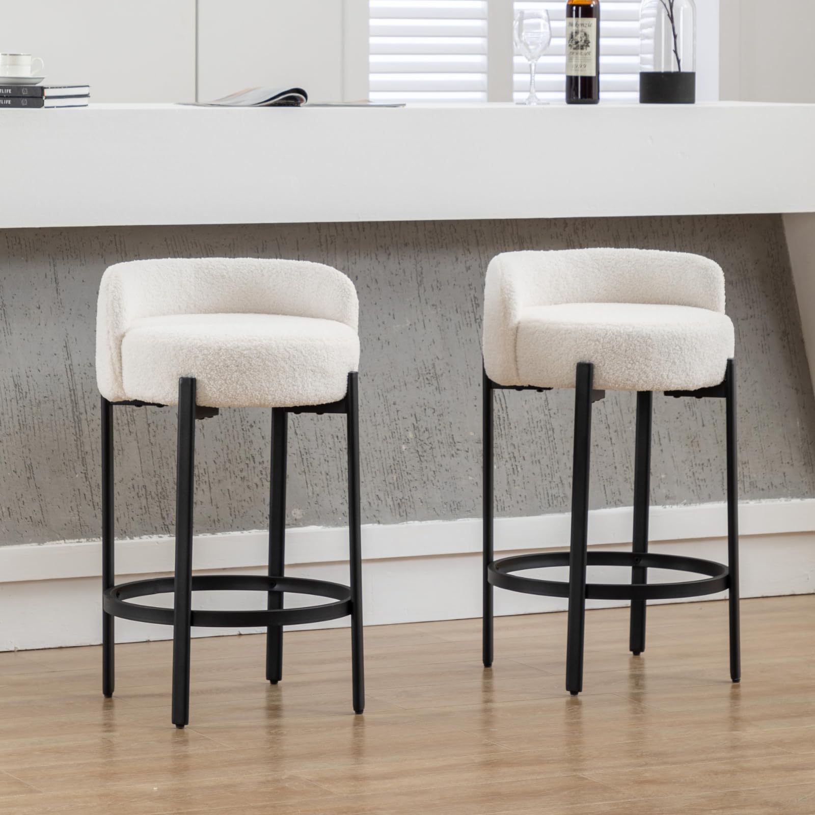 VESCASA 26"H Low Back Counter Height Bar Stools Set of 2 - 5108CS