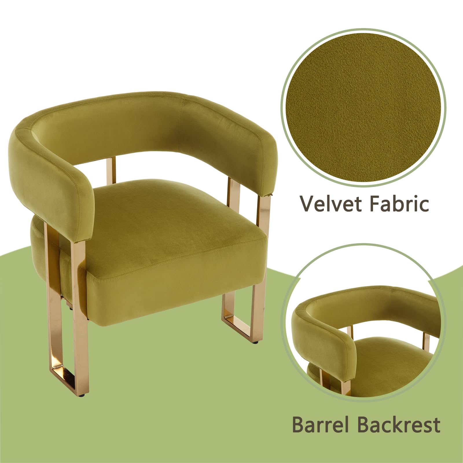 ZH4YOU Accent Chairs with Gold Metal Legs 1 PCS - 72005AC