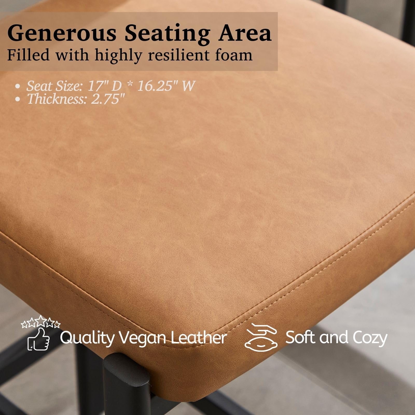 VESCASA 26"H Leather Counter Stools stools  Set of 2 - 24807CS